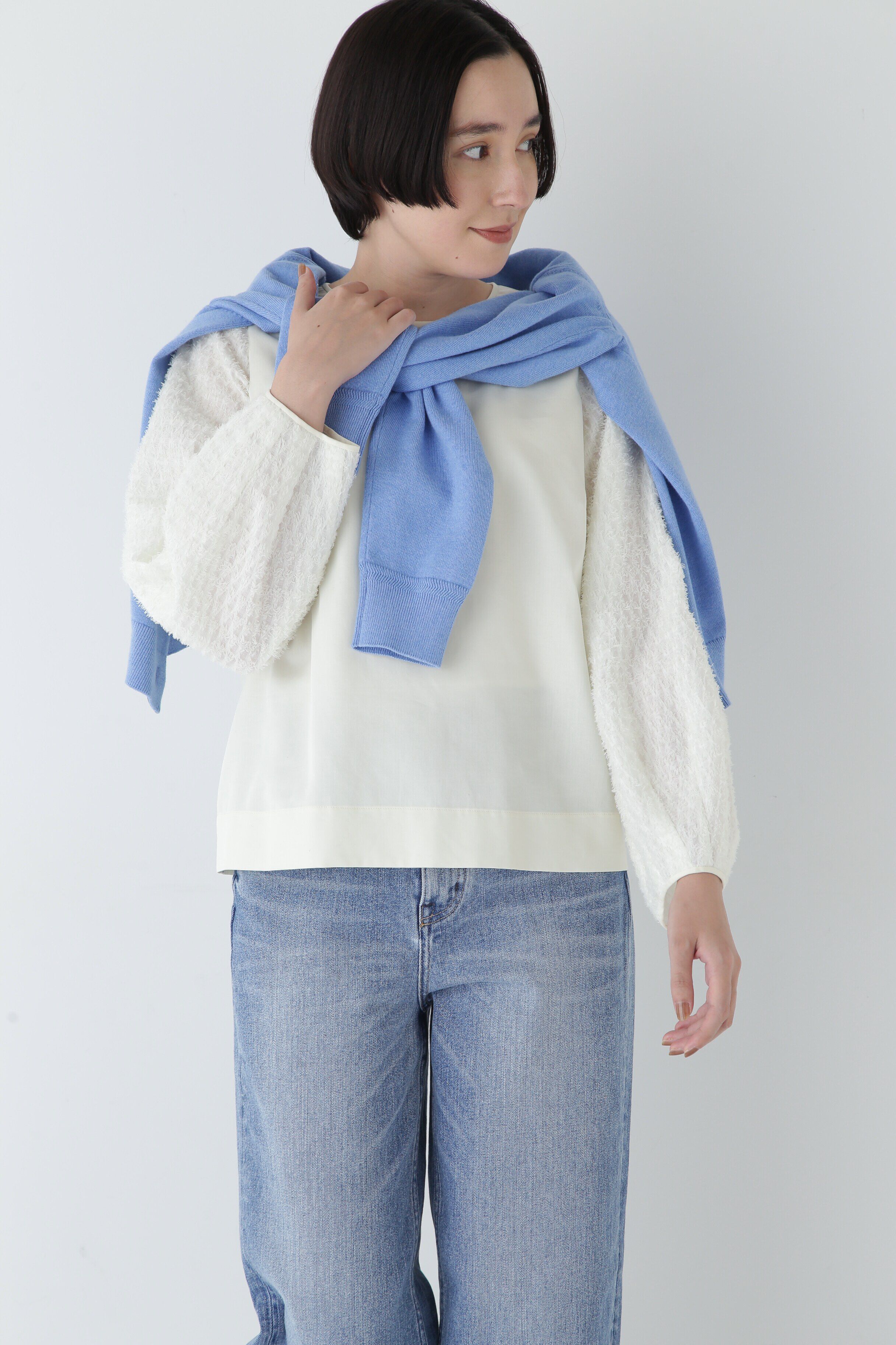  「◆カットジャカードドッキングブラウス」|シャツ・ブラウス|エクリュ1