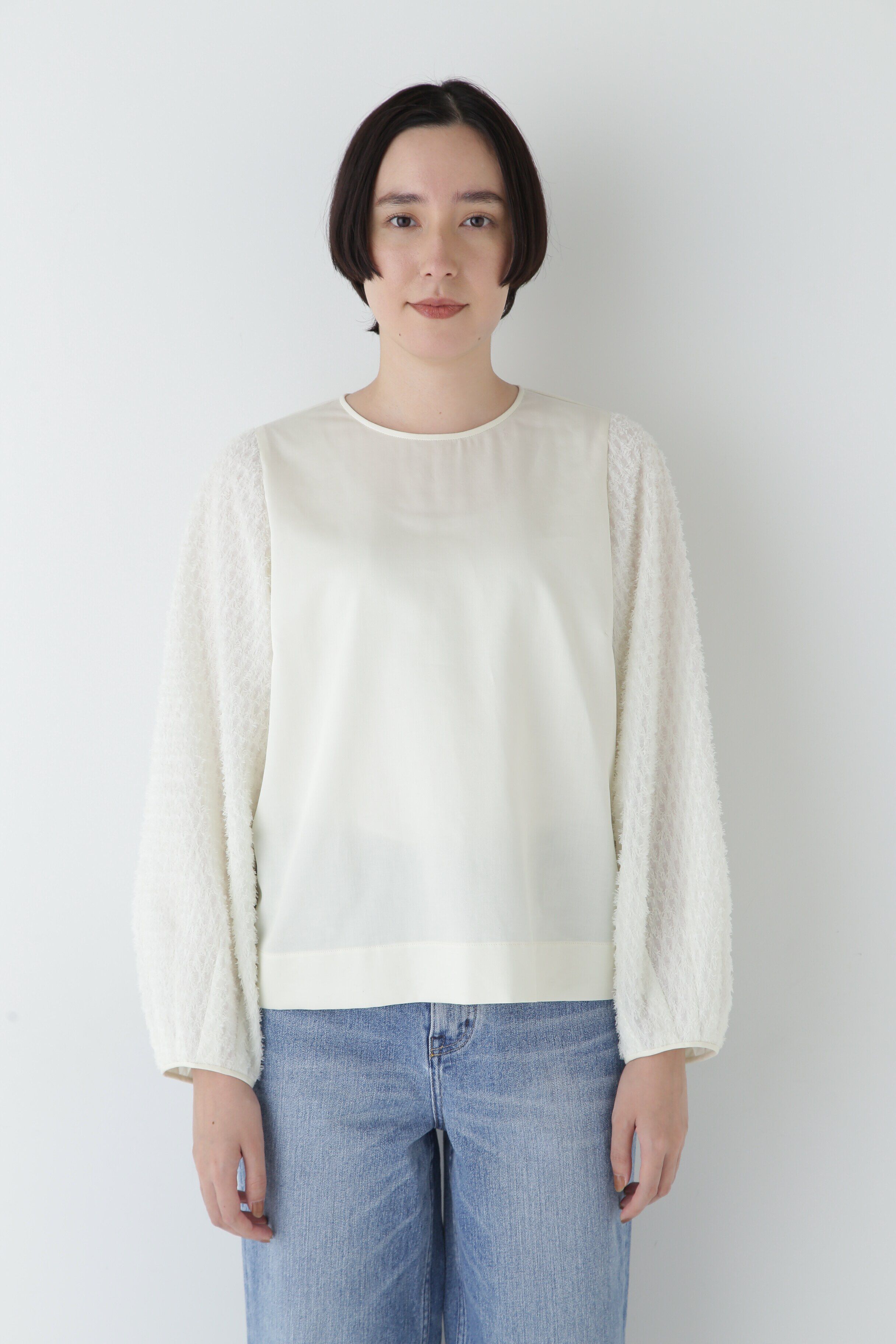  「◆カットジャカードドッキングブラウス」|シャツ・ブラウス|