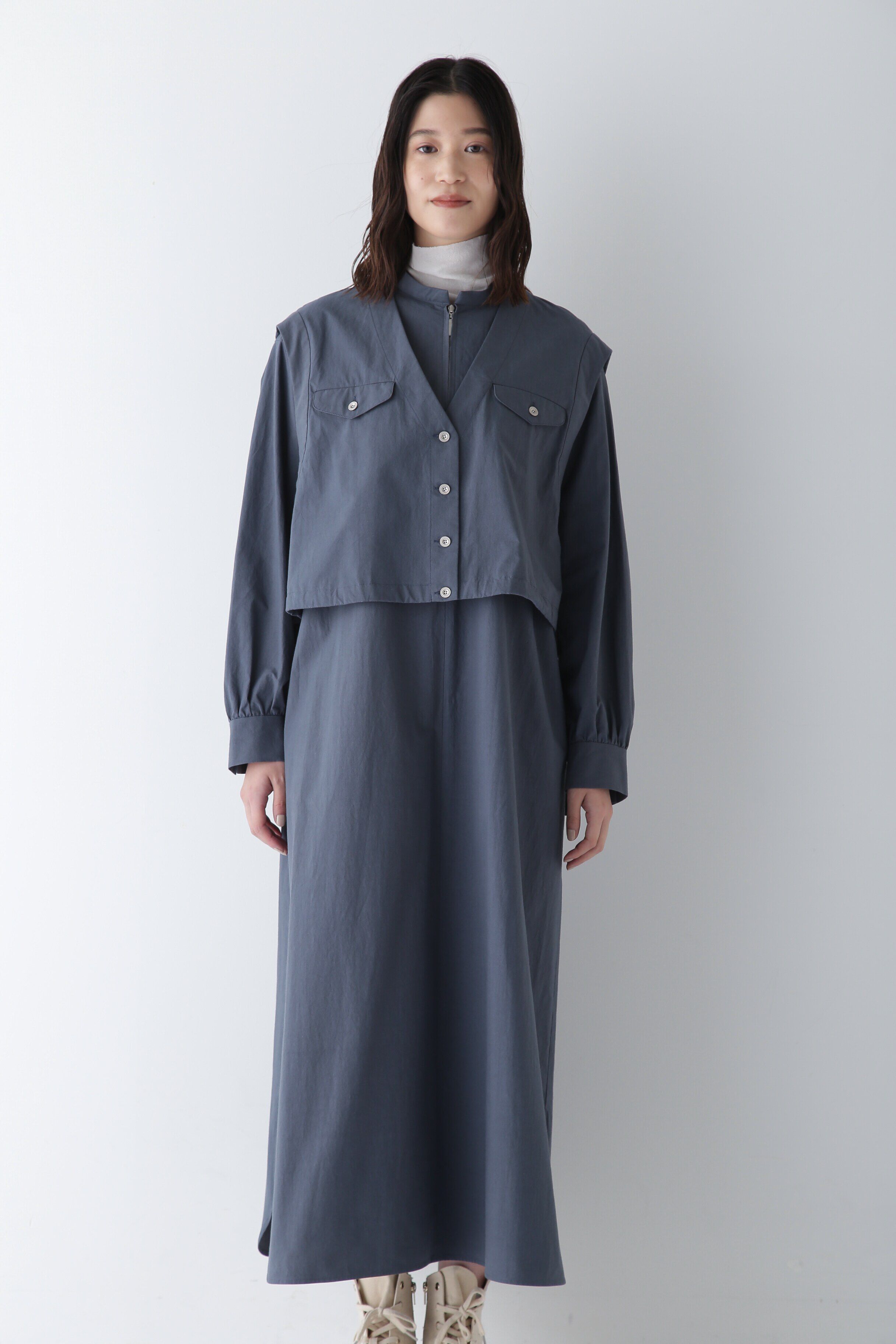  「◆コットンワッシャー2WAYジレセットワンピース」|ワンピース|