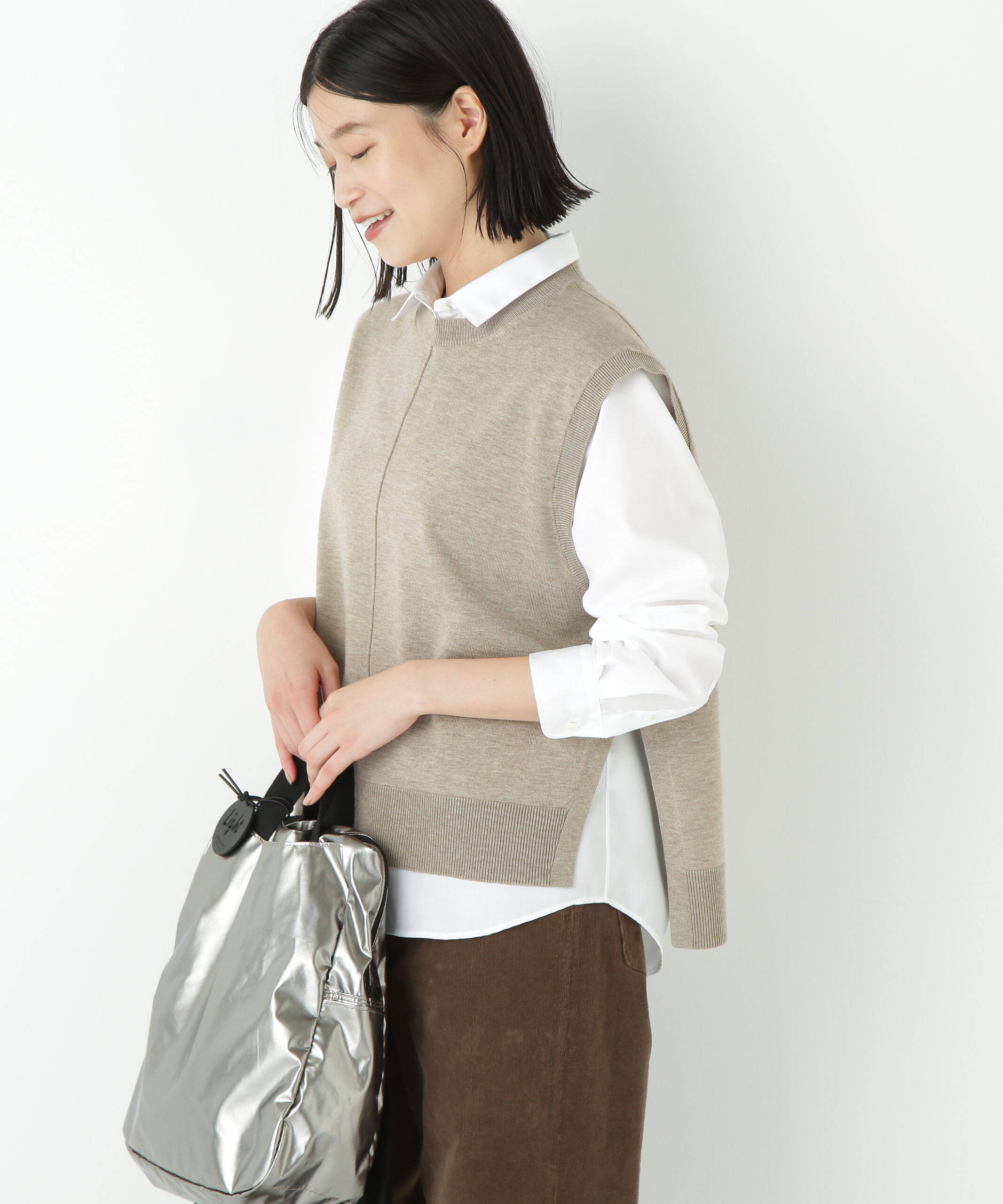  「◆ハーゲージクルーネックニットベスト」|ニット・セーター|