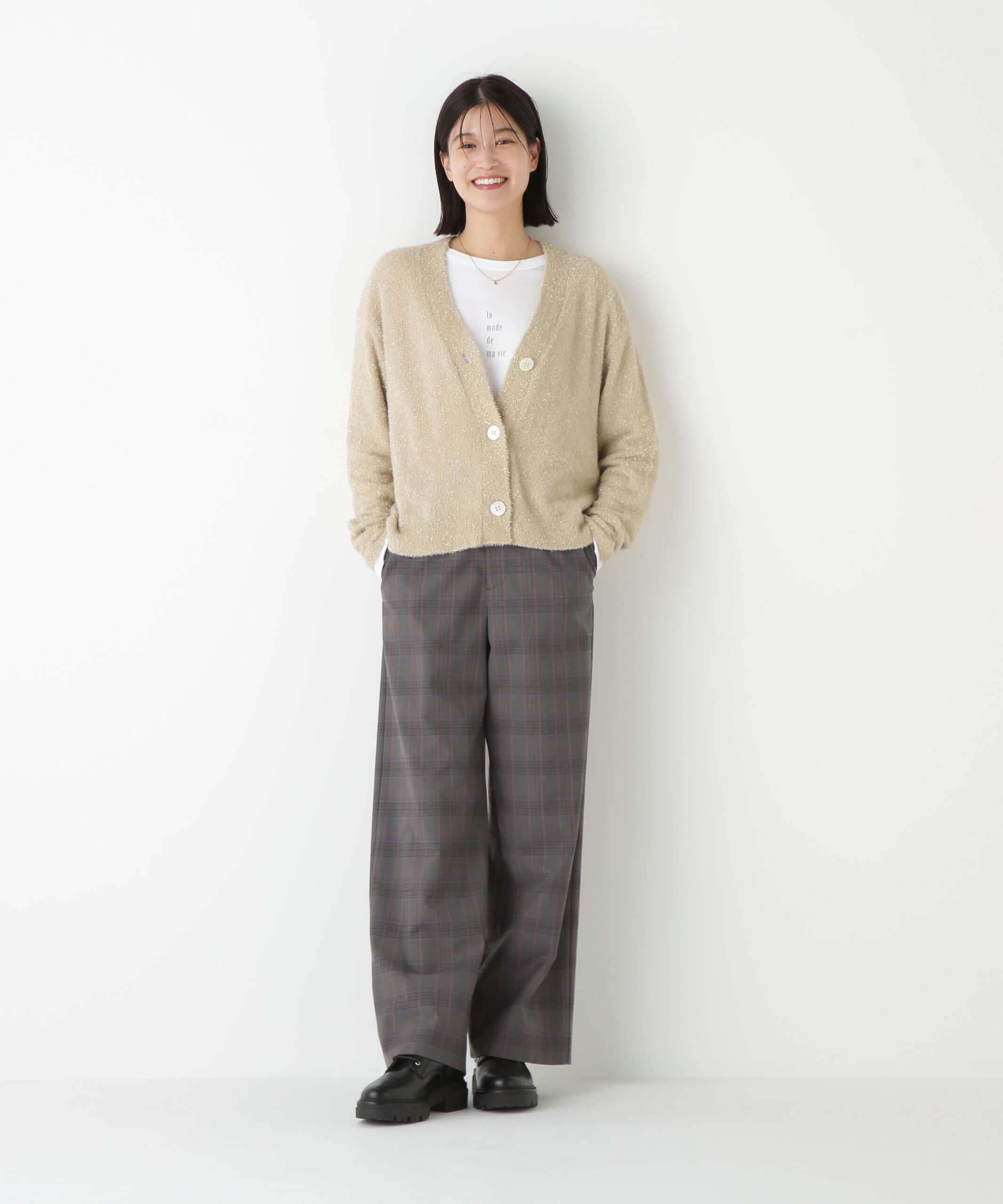  「◆ラメシャギーＶネックカーディガン」|ニット・セーター|