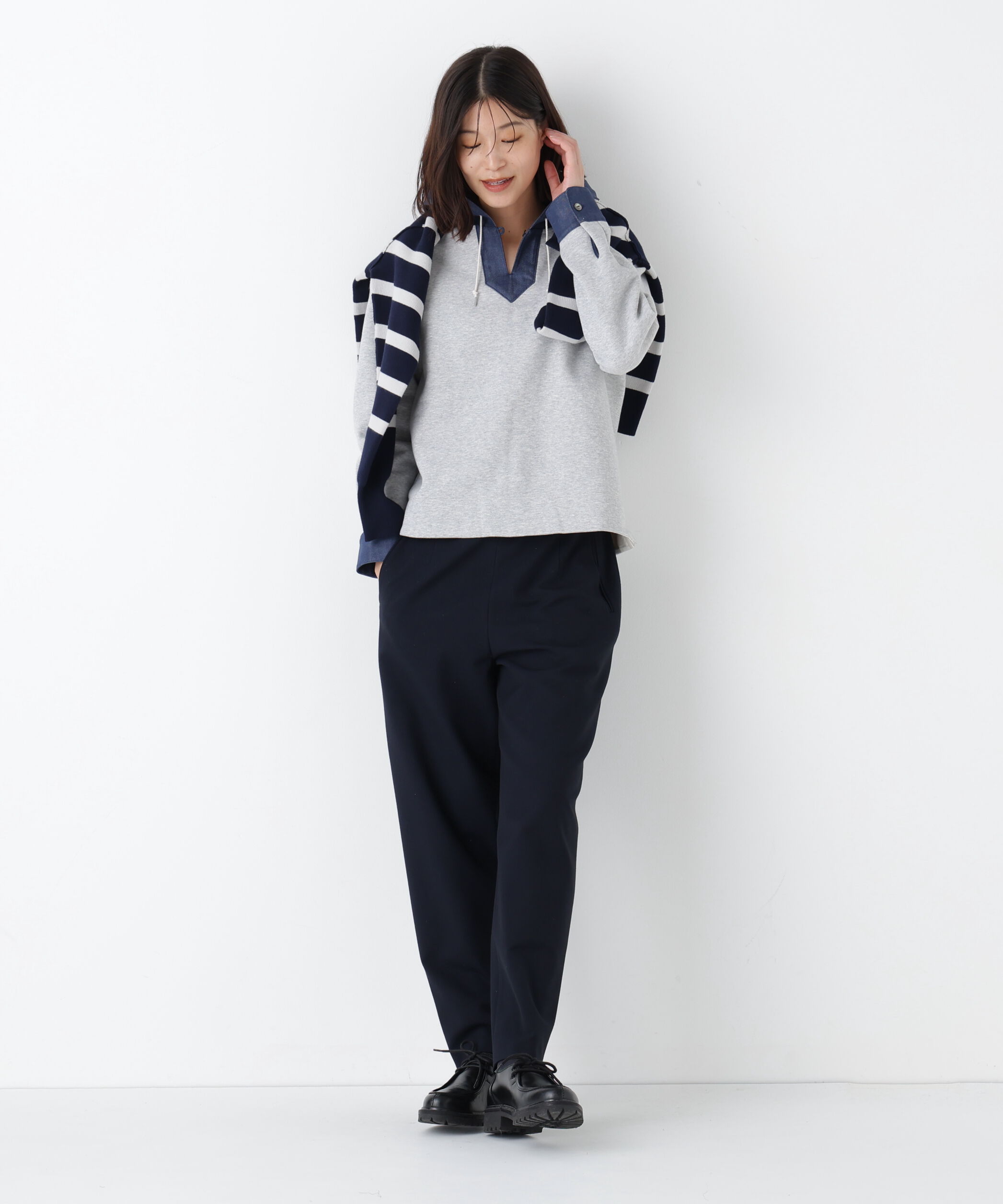  「◆デニムドッキングフーディープルオーバー」|Tシャツ・カットソー|