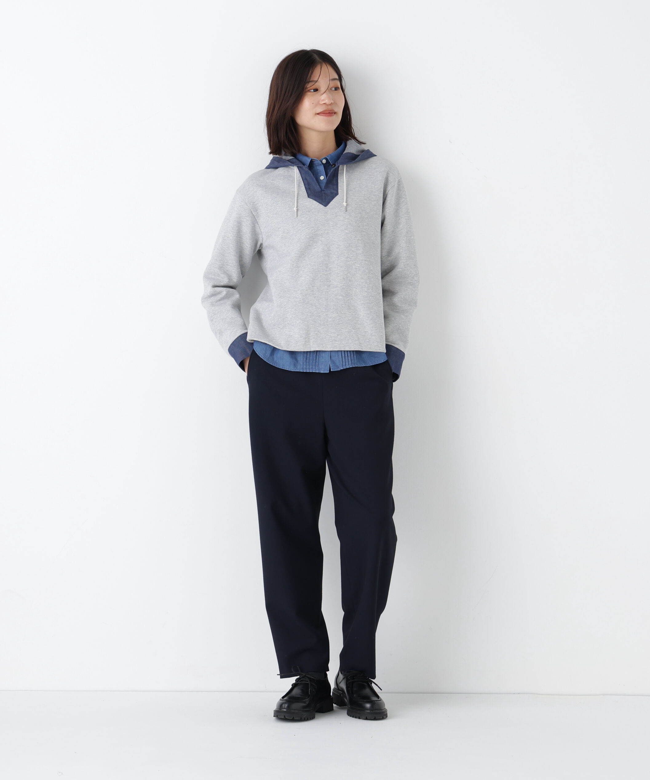  「◆デニムドッキングフーディープルオーバー」|Tシャツ・カットソー|