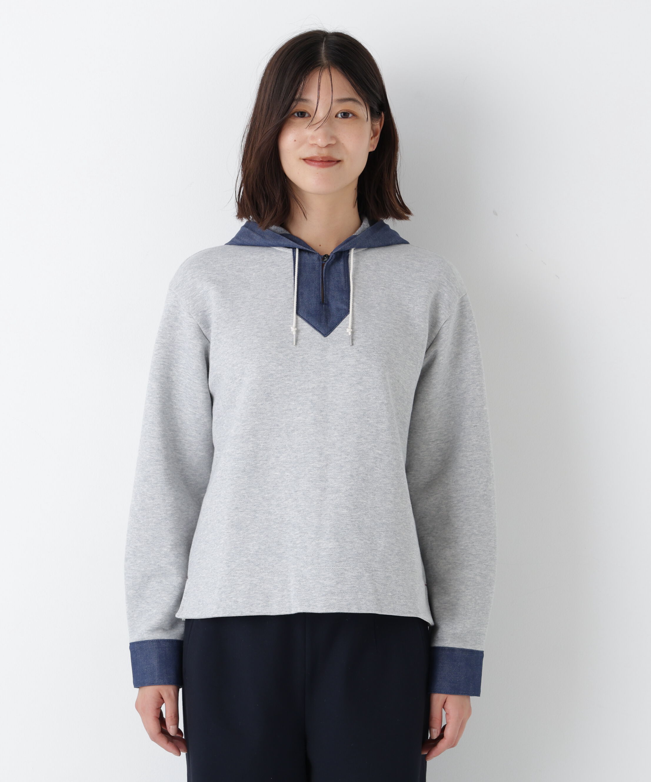  「◆デニムドッキングフーディープルオーバー」|Tシャツ・カットソー|