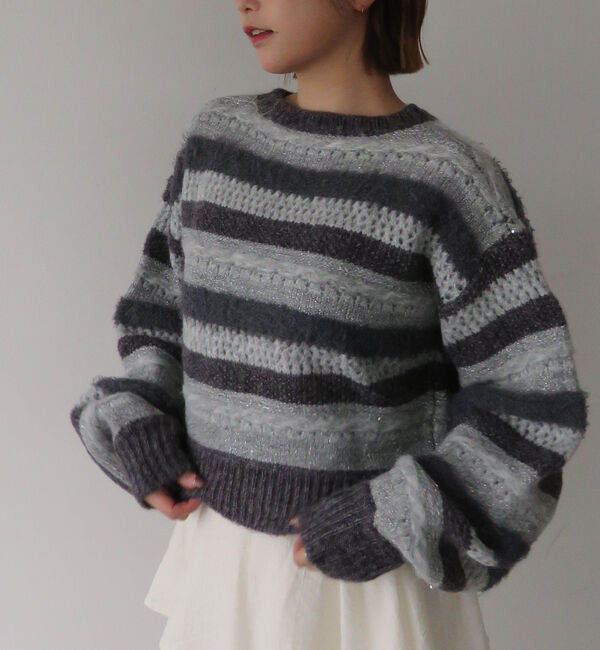 archives「異素材ボーダーメッシュニットプルオーバー」|ニット・セーター|