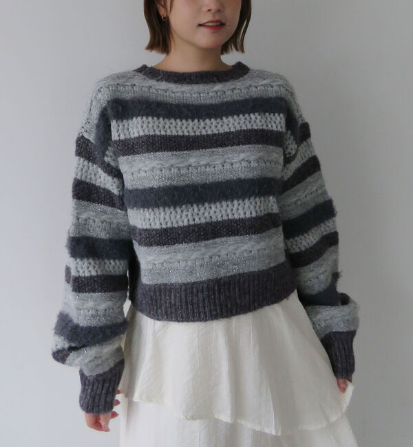 archives「異素材ボーダーメッシュニットプルオーバー」|ニット・セーター|