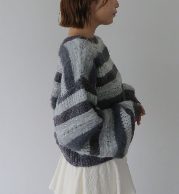archives「異素材ボーダーメッシュニットプルオーバー」|ニット・セーター|