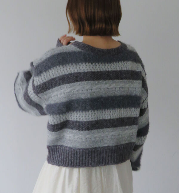 archives「異素材ボーダーメッシュニットプルオーバー」|ニット・セーター|