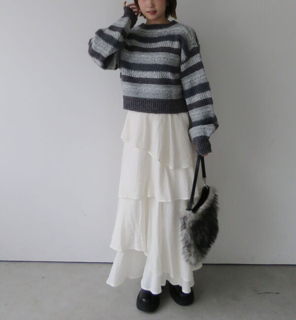 archives「異素材ボーダーメッシュニットプルオーバー」|ニット・セーター|