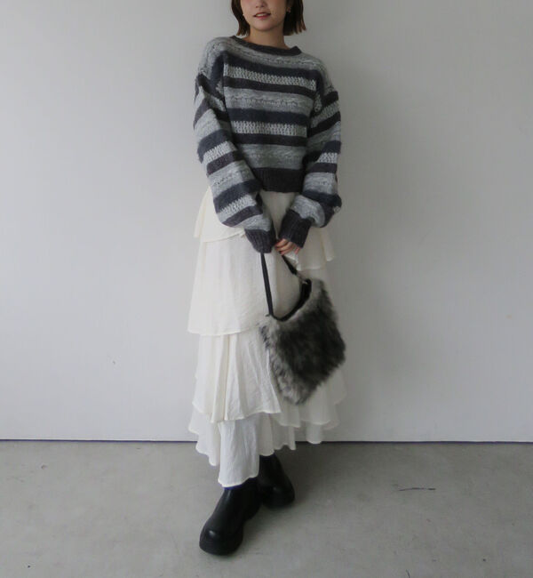 archives「異素材ボーダーメッシュニットプルオーバー」|ニット・セーター|