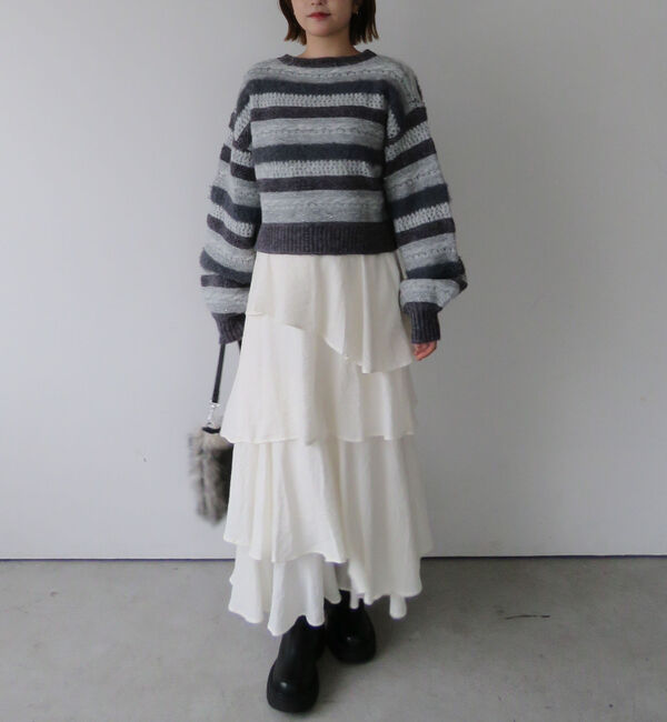 archives「異素材ボーダーメッシュニットプルオーバー」|ニット・セーター|
