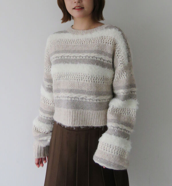 archives「異素材ボーダーメッシュニットプルオーバー」|ニット・セーター|