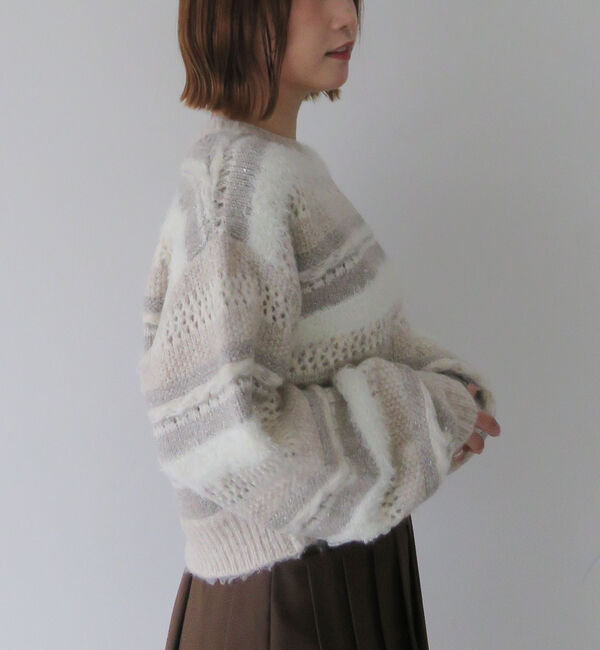 archives「異素材ボーダーメッシュニットプルオーバー」|ニット・セーター|