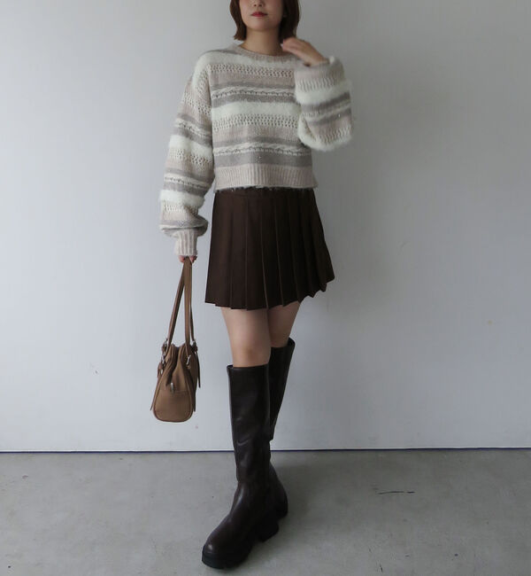 archives「異素材ボーダーメッシュニットプルオーバー」|ニット・セーター|