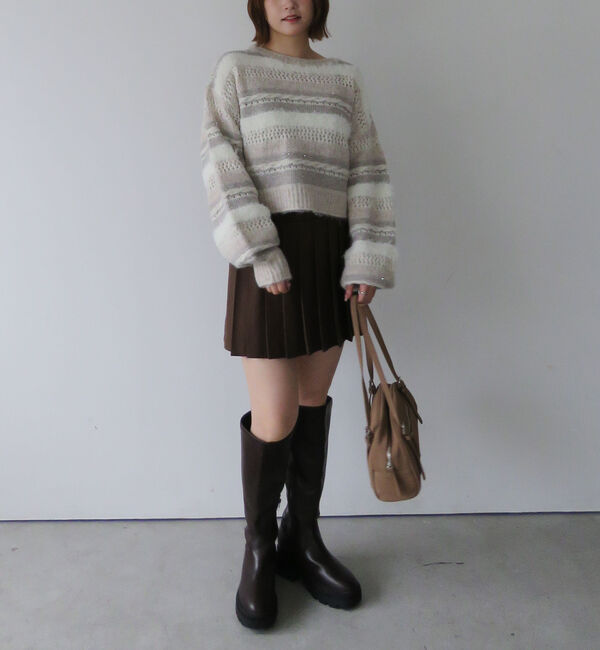 archives「異素材ボーダーメッシュニットプルオーバー」|ニット・セーター|
