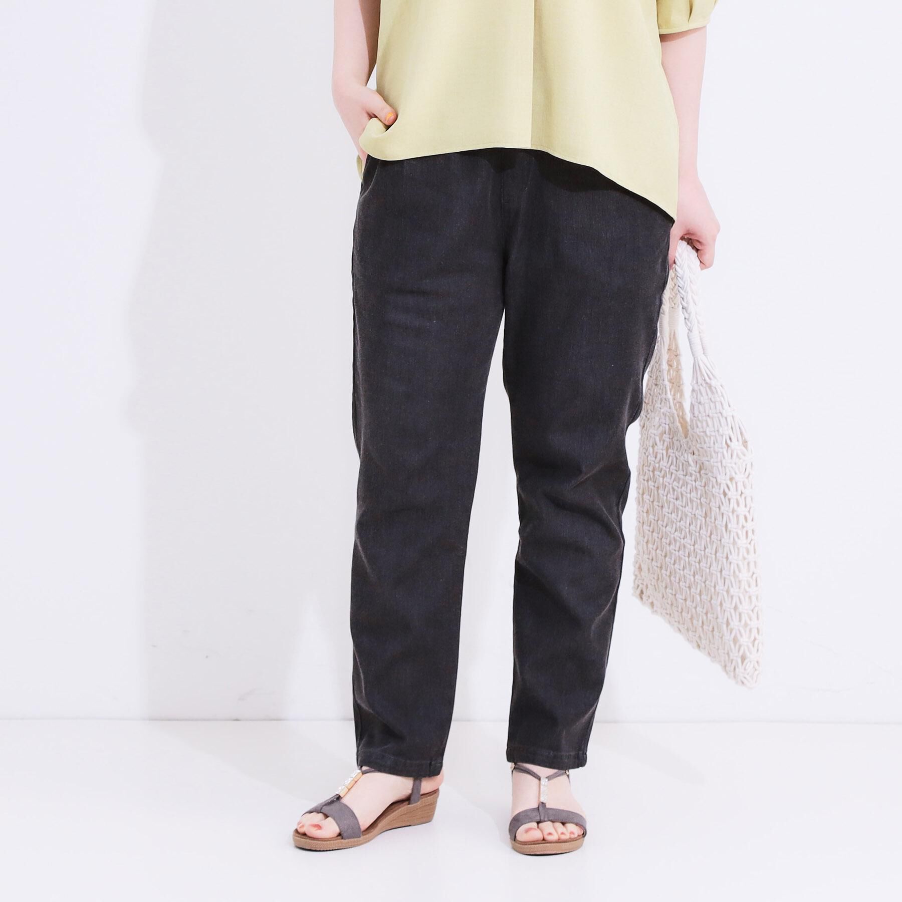 SHOO･LA･RUE「【洗える/SS-3L/美脚シルエット】アクティブ派のデニム イージーテーパードパンツ」|その他|