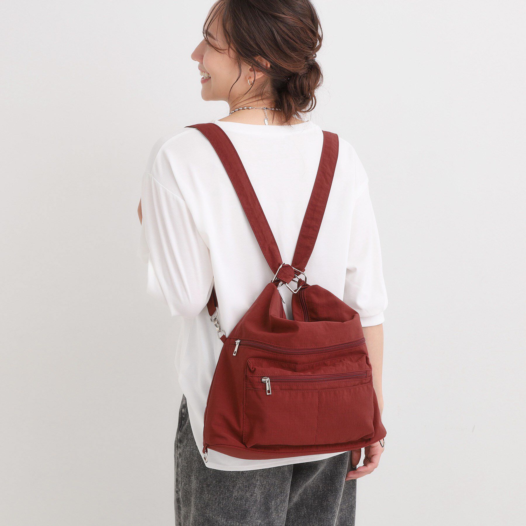 SHOO･LA･RUE「【撥水／3WAY】リュックにもなる変形ショルダーバッグ」|ショルダー・メッセンジャー|レッド(063)