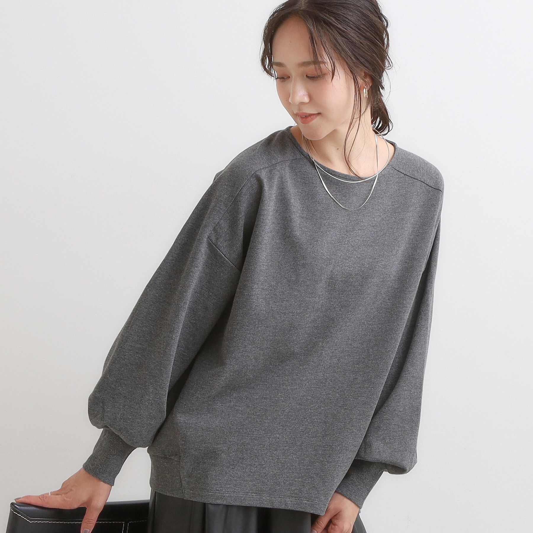 SHOO･LA･RUE「大人の抜け感 1枚で決まる ゆるロンT」|Tシャツ・カットソー|チャコールグレー(0