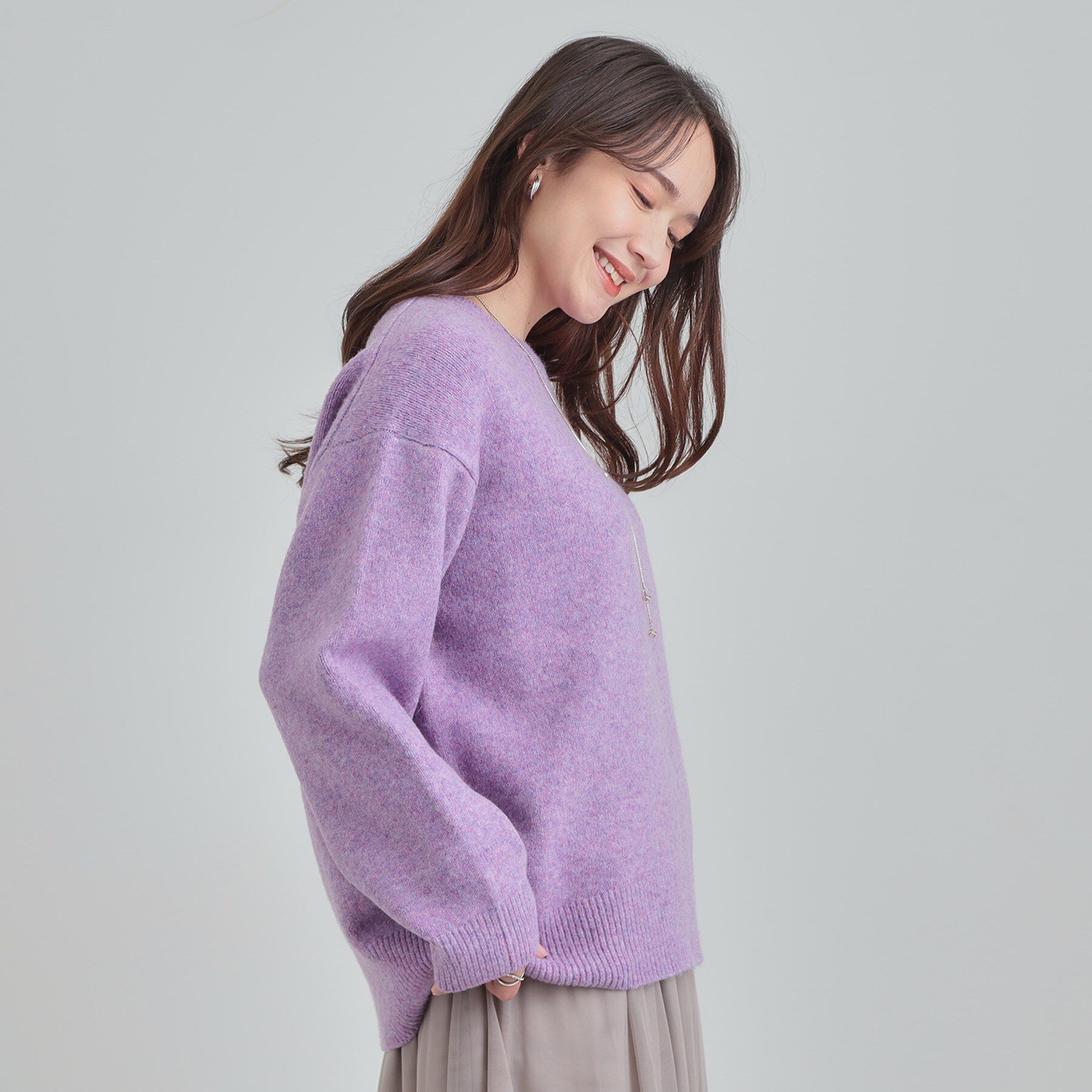 SHOO･LA･RUE「【洗濯機可/S-LL】選べる８色で色違いも欲しくなる ふんわりゆるニット」|ニット・セーター|