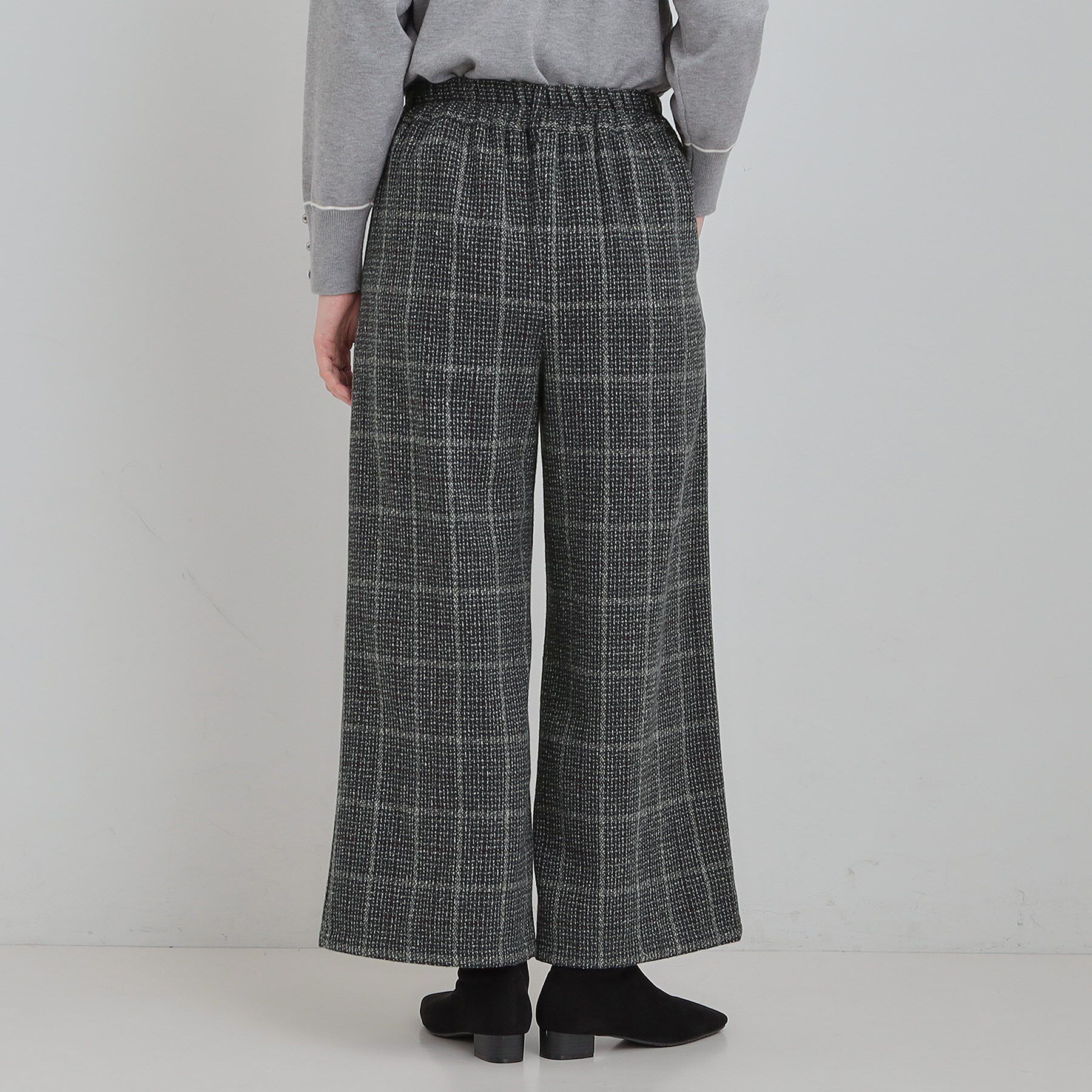 SHOO･LA･RUE「【あったか】脚のラインをきれいに魅せる チェック柄ワイドパンツ」|その他|