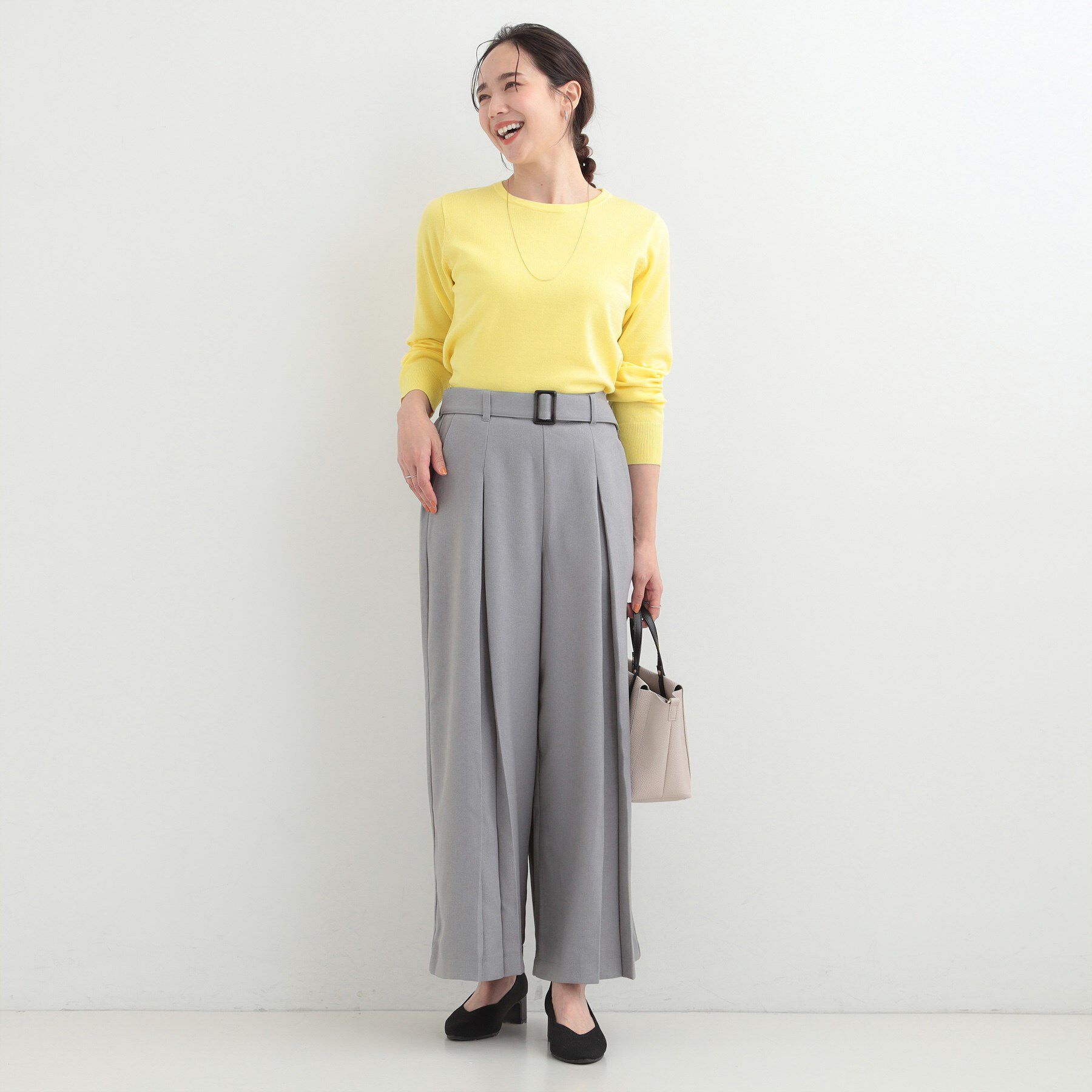 SHOO･LA･RUE「【洗濯機可/S-LL/セットアップ可】シンプルきれい見え クルーネックニット」|ニット・セーター|