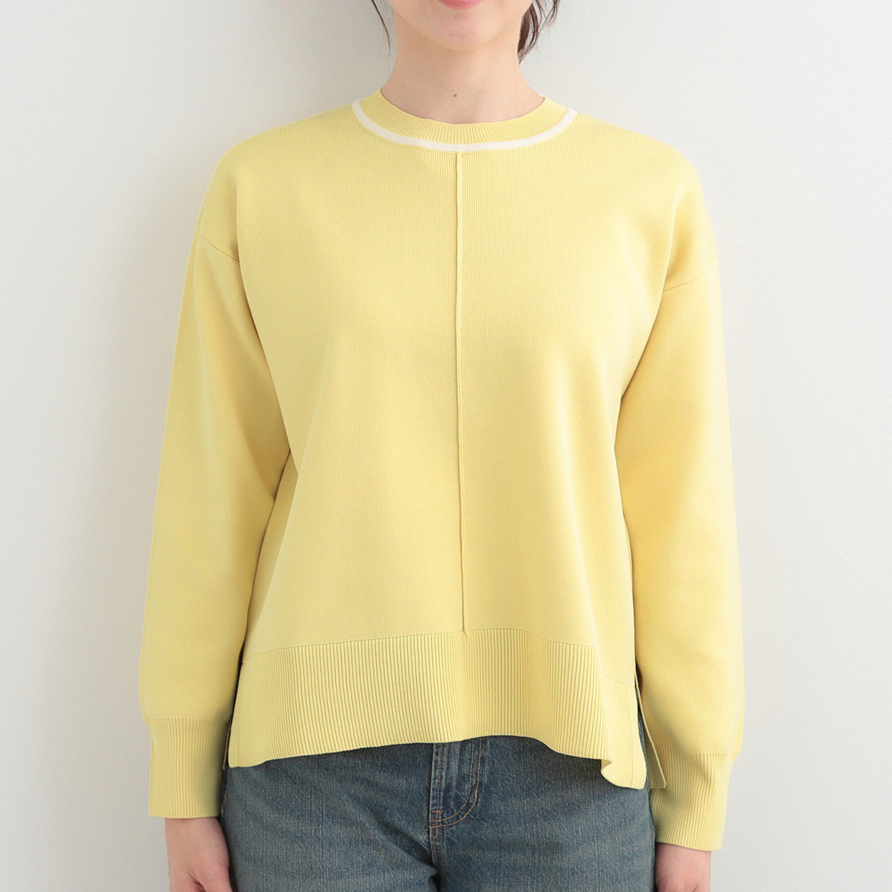 SHOO･LA･RUE「【洗濯機可/S-LL】体型カバーが叶う スポンディッシュ パイピングニット」|ニット・セーター|