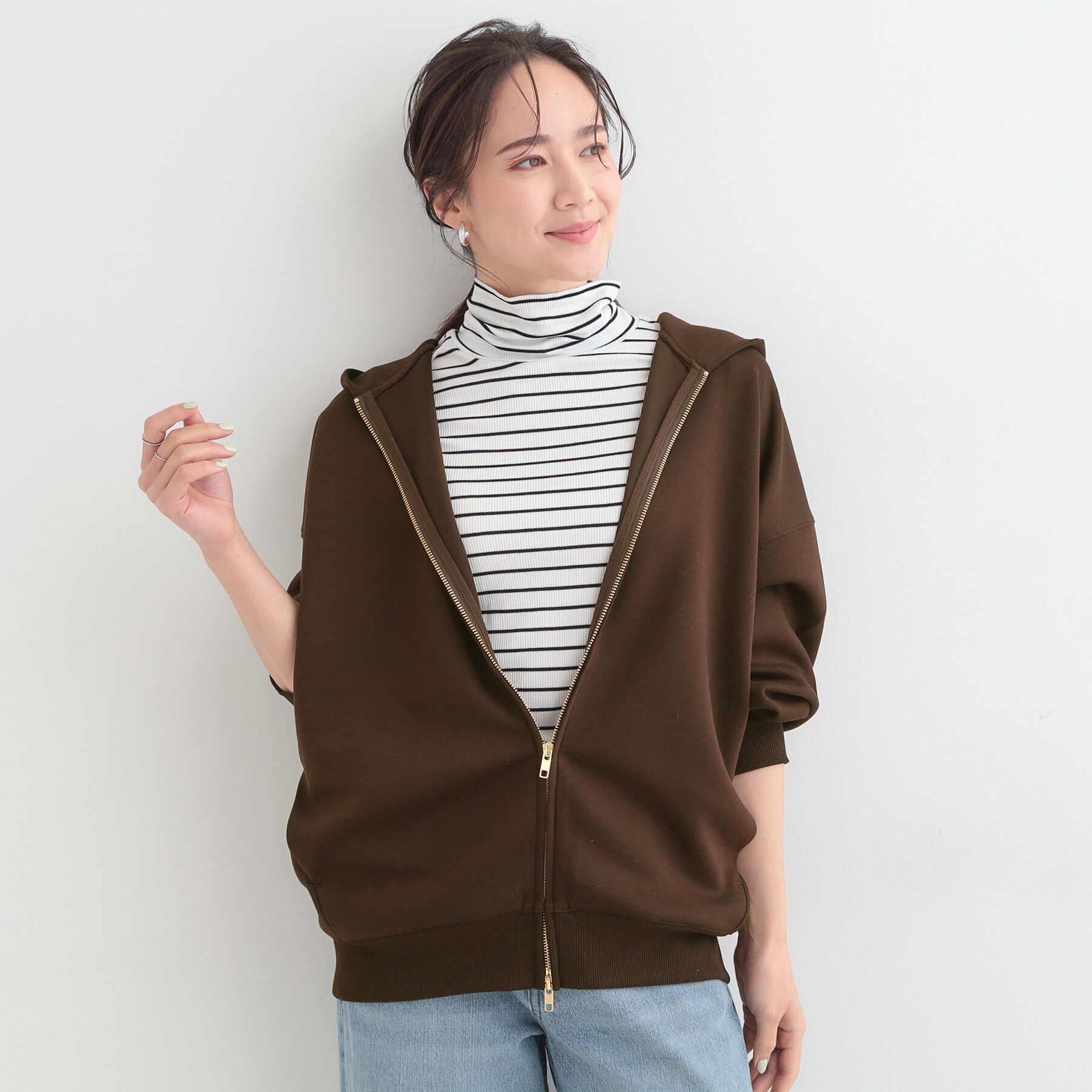 SHOO･LA･RUE「【セットアップ可/S-LL/なめらかタッチ】ZIPパーカ」|パーカー|