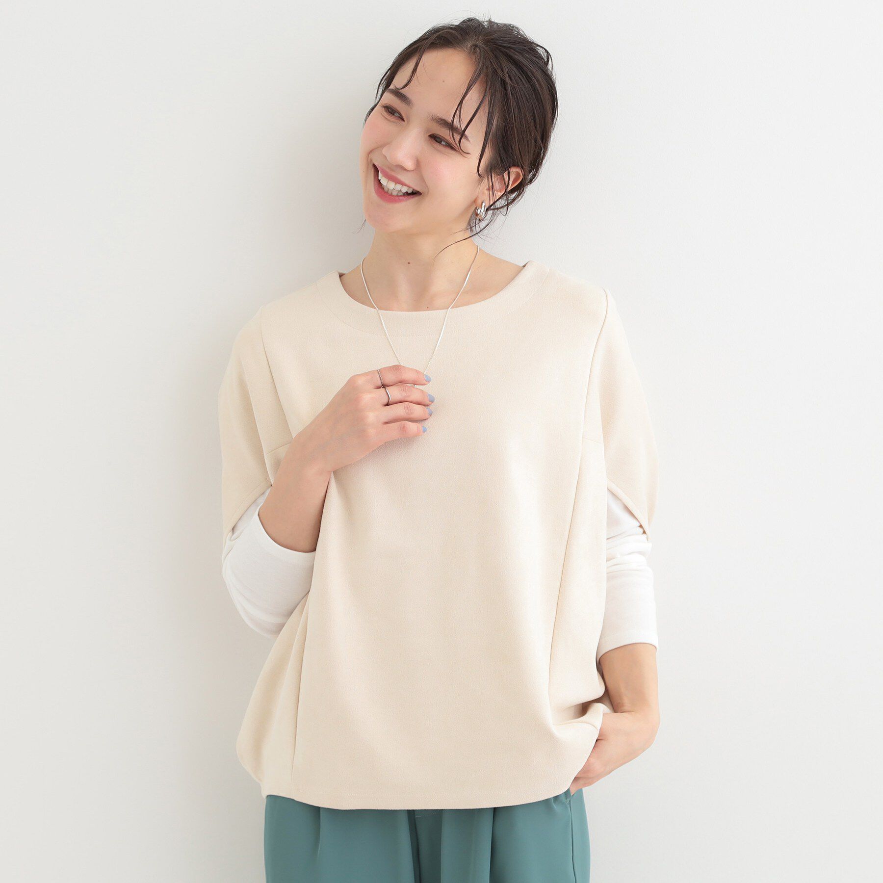 SHOO･LA･RUE「【2点セット】ポンチョ風スウェードトップス&times;ロンT」|その他|