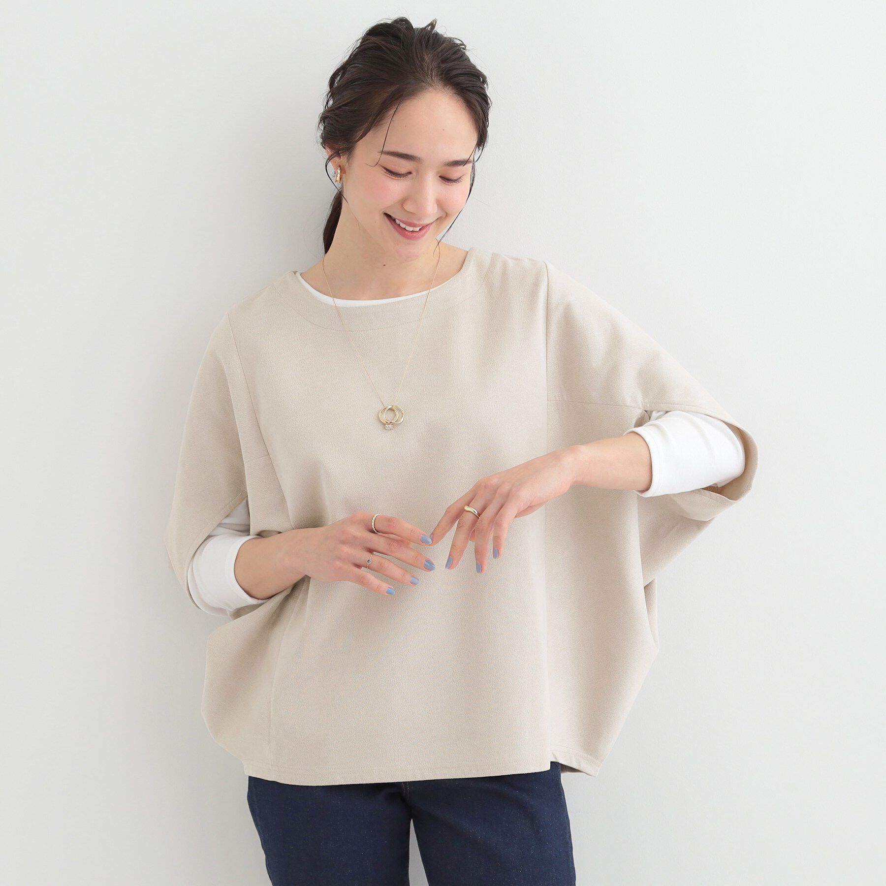 SHOO･LA･RUE「【2点セット】ポンチョ風スウェードトップス&times;ロンT」|その他|