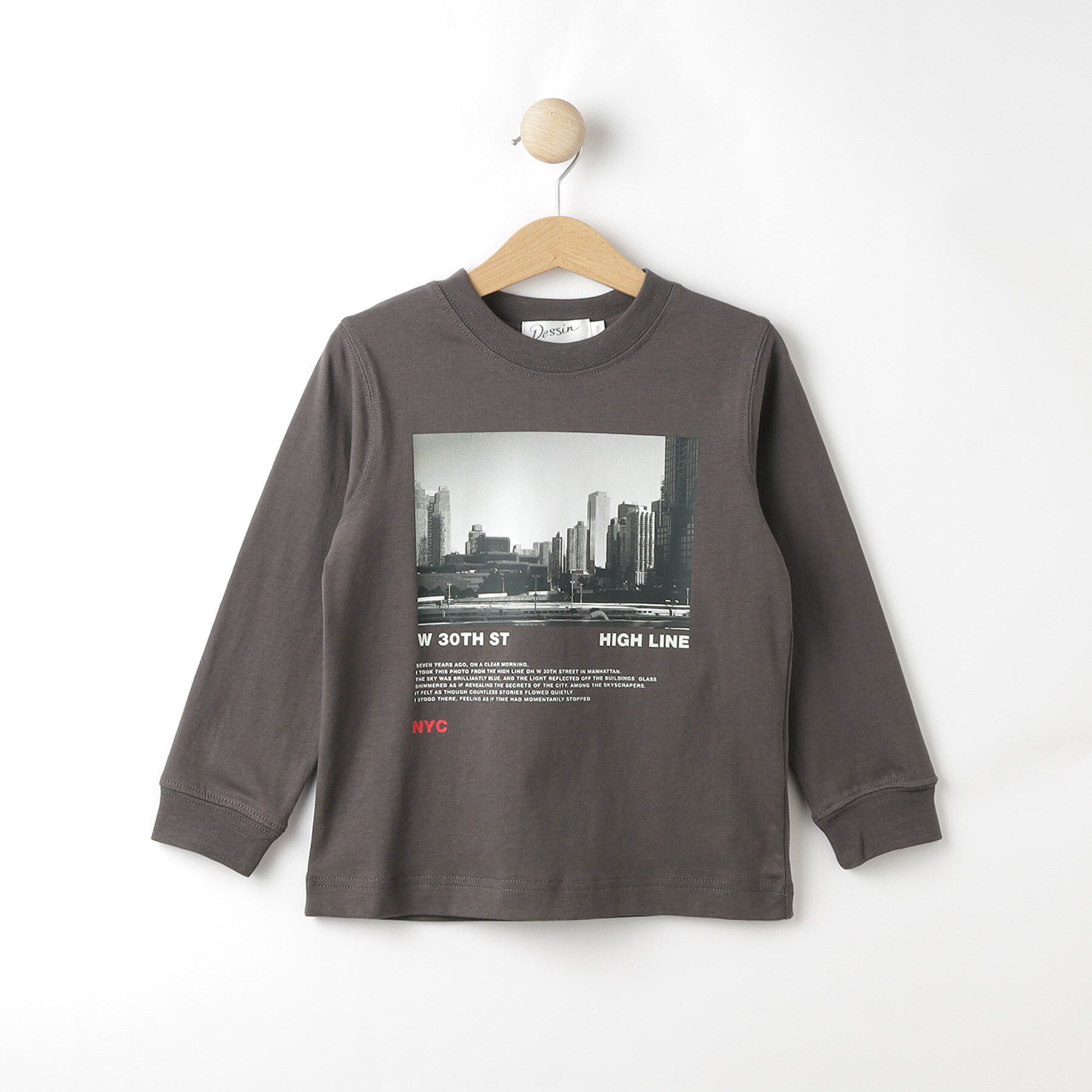 Dessin「【リンクコーデ・洗える】フォトプリントロングスリーブTシャツ」|Tシャツ・カットソー|チャコールグレー(0