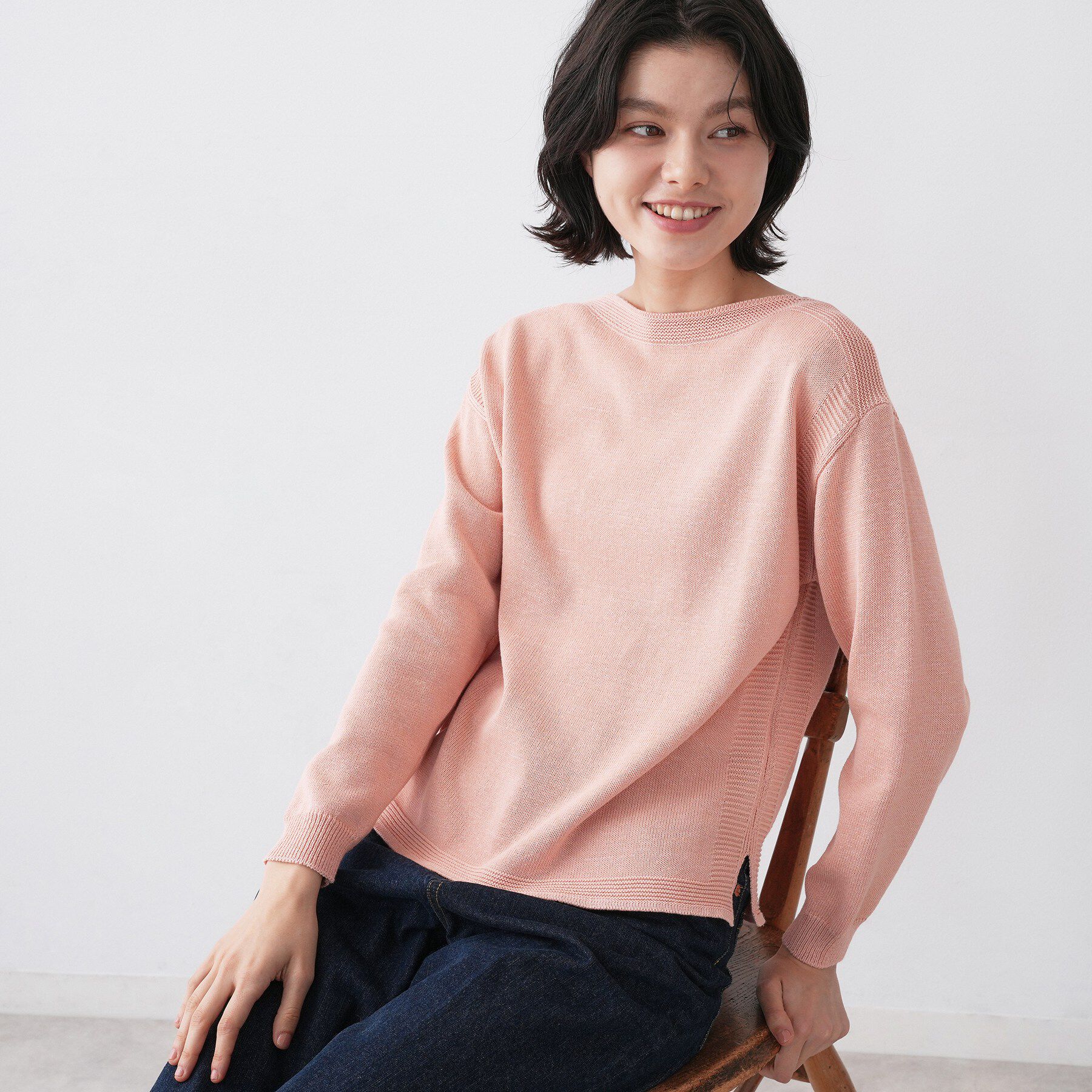 Dessin「【洗える】ミドルゲージボートネックカラーニット」|ニット・セーター|