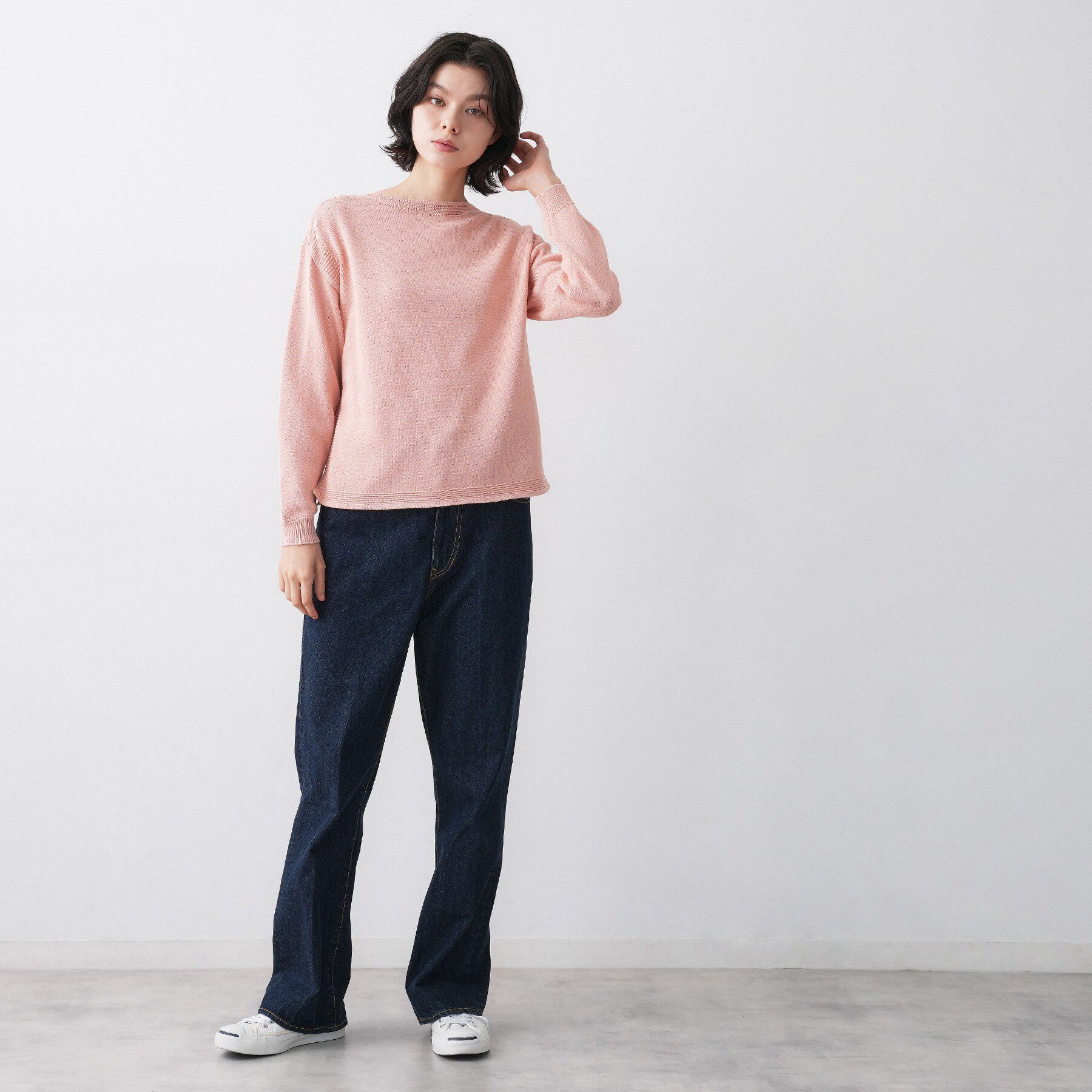 Dessin「【洗える】ミドルゲージボートネックカラーニット」|ニット・セーター|