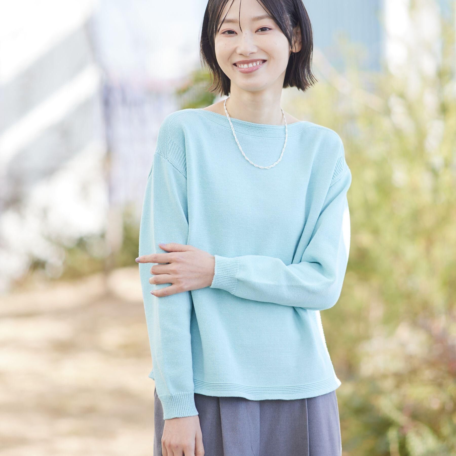 Dessin「【洗える】ミドルゲージボートネックカラーニット」|ニット・セーター|