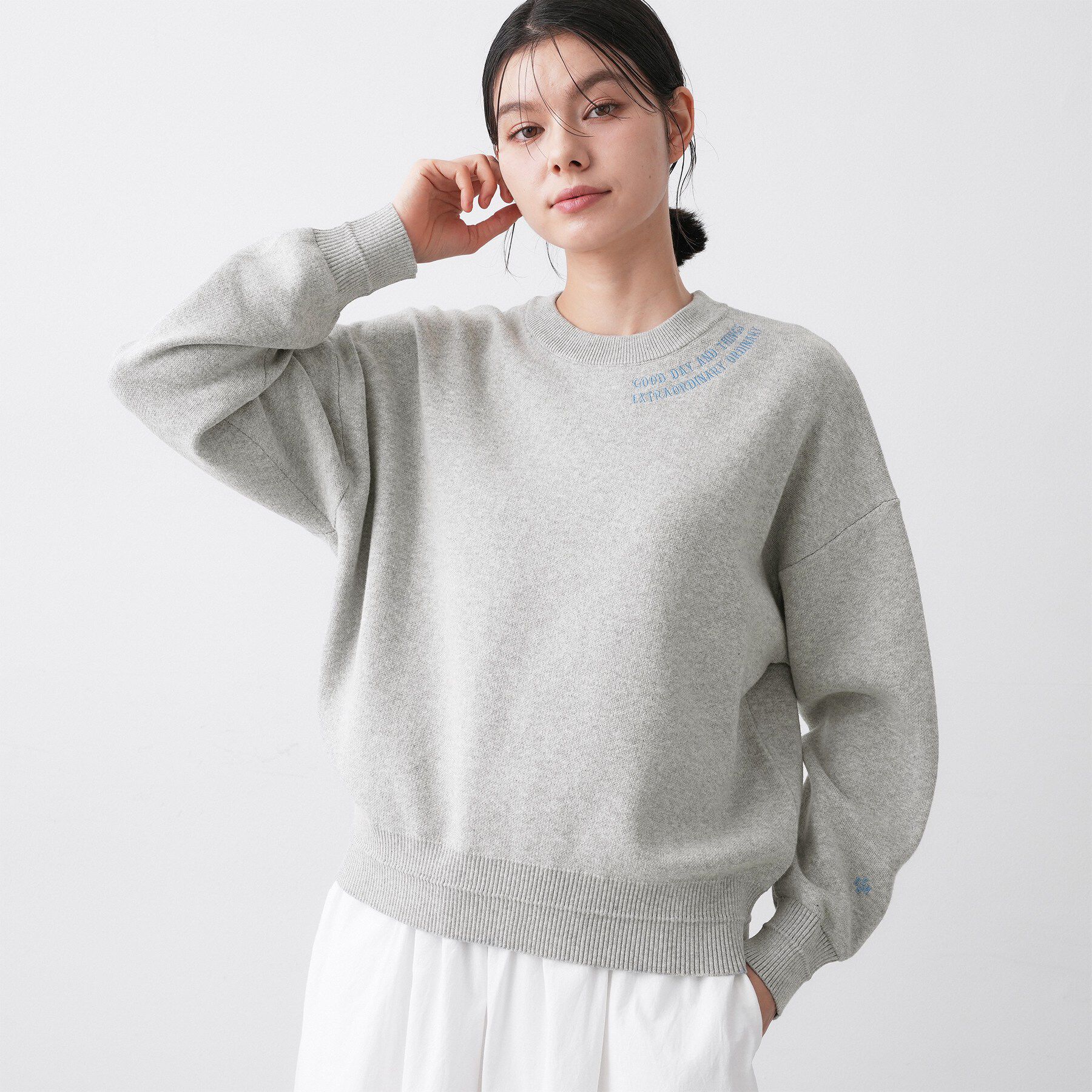 Dessin「【ユニセックス/洗える】ロゴ刺繍入りコットンジャカード」|ニット・セーター|