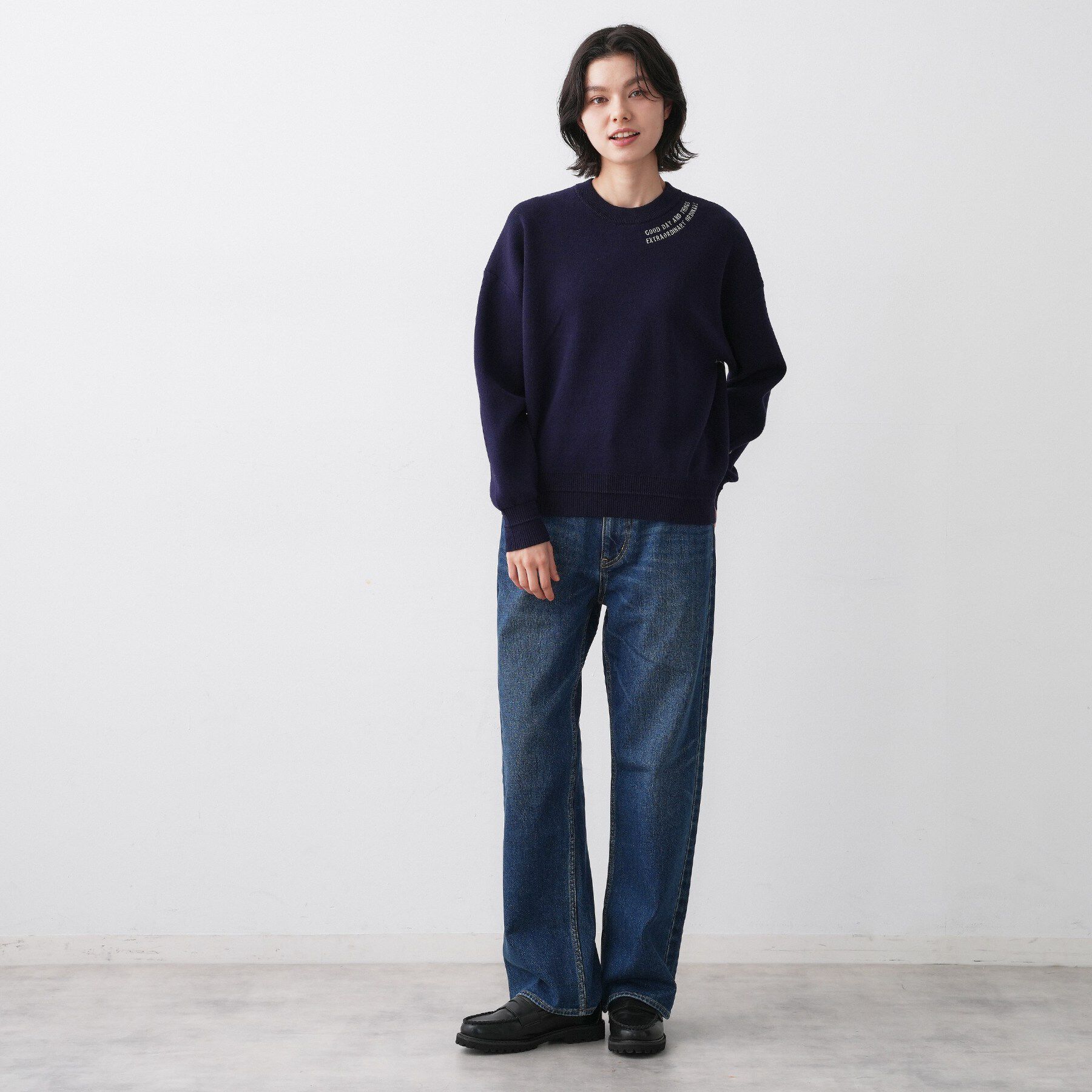 Dessin「【ユニセックス/洗える】ロゴ刺繍入りコットンジャカード」|ニット・セーター|