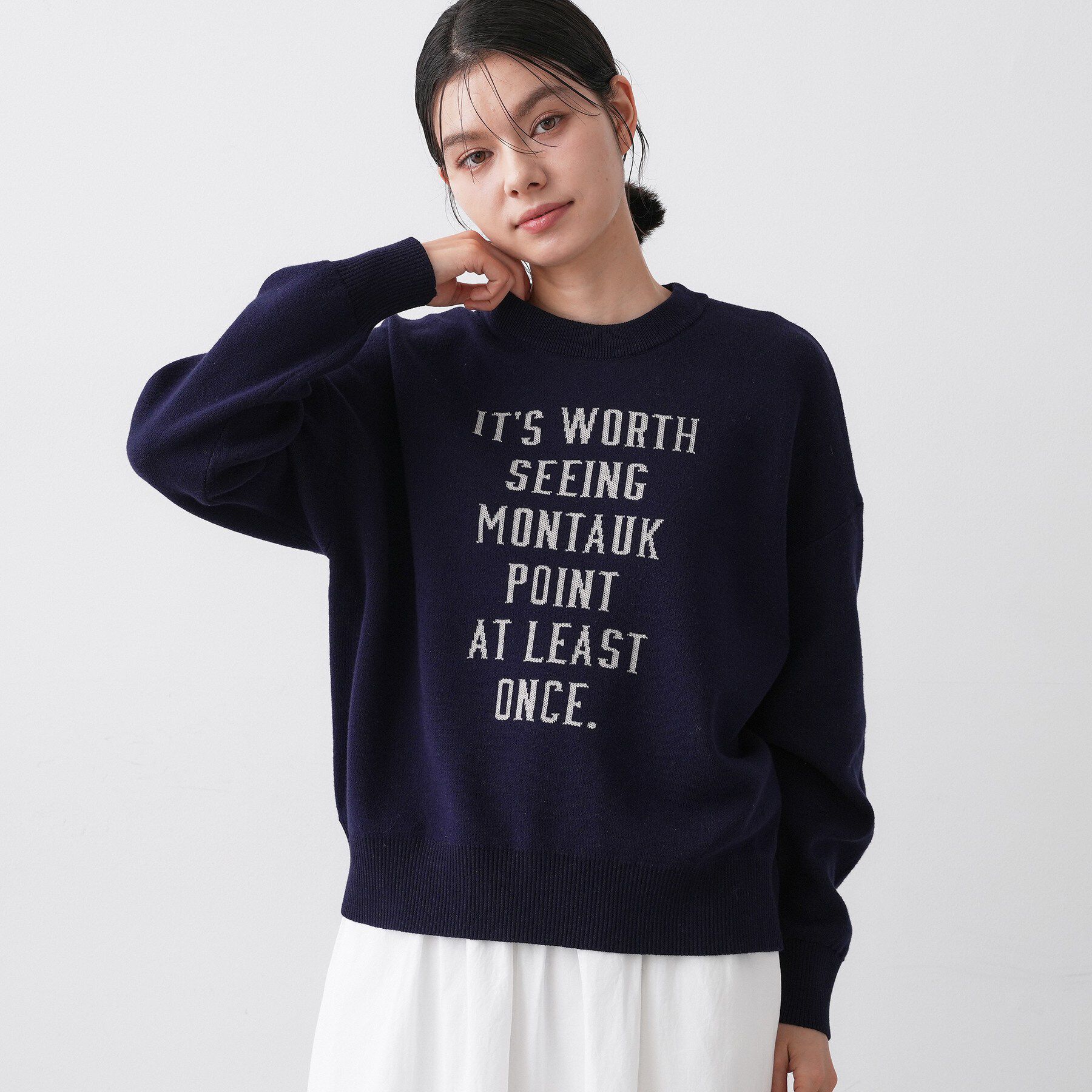 Dessin「【ユニセックス/洗える】ロゴコットンジャカード」|ニット・セーター|