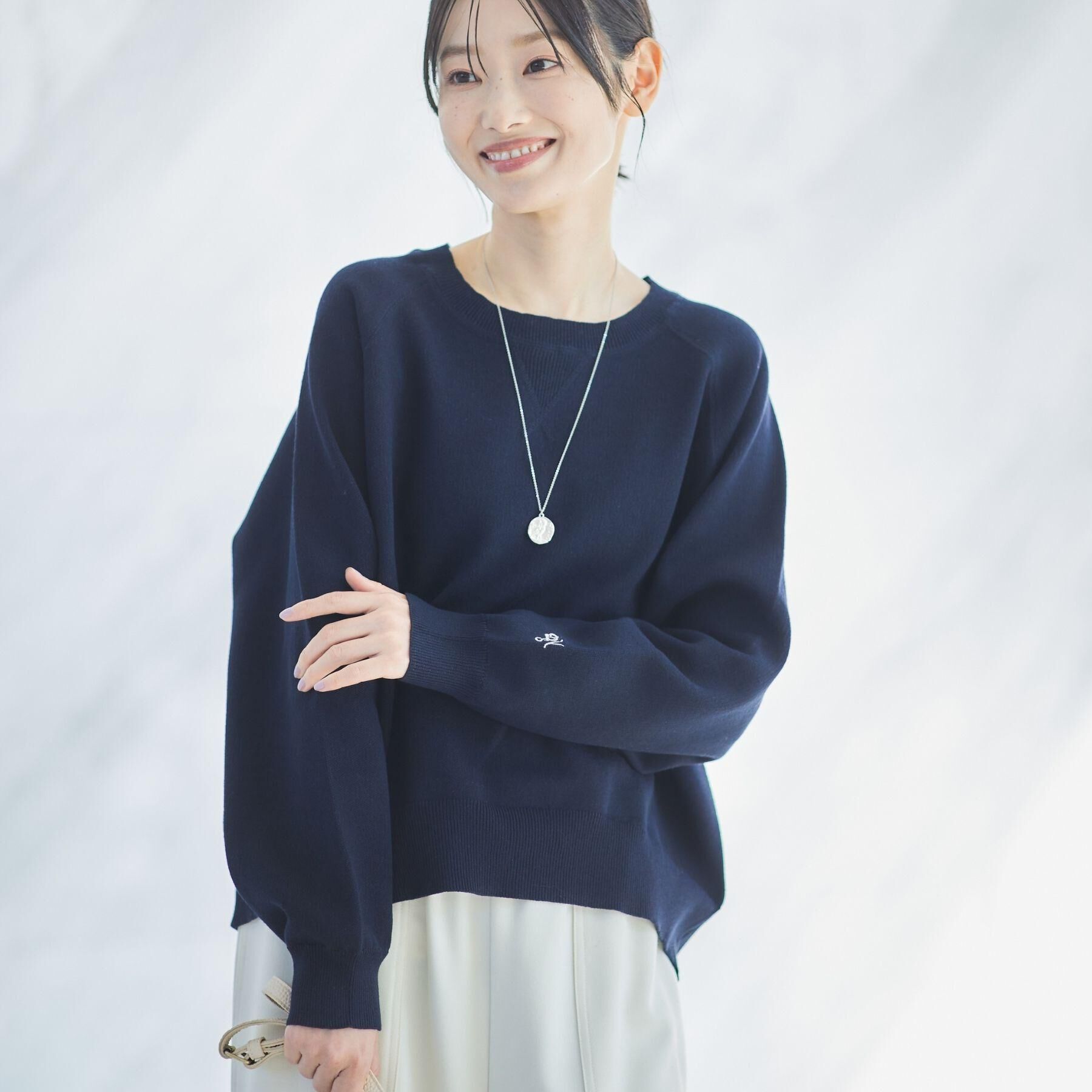Dessin「【洗える】スウェットライクニット」|ニット・セーター|ネイビー(094)