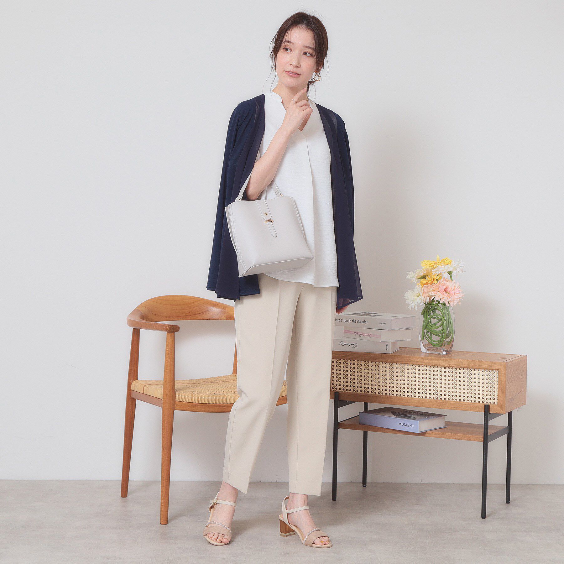 ITS&rsquo;DEMO「【手洗い可】異素材切替着流しカーディガン」|カーディガン|