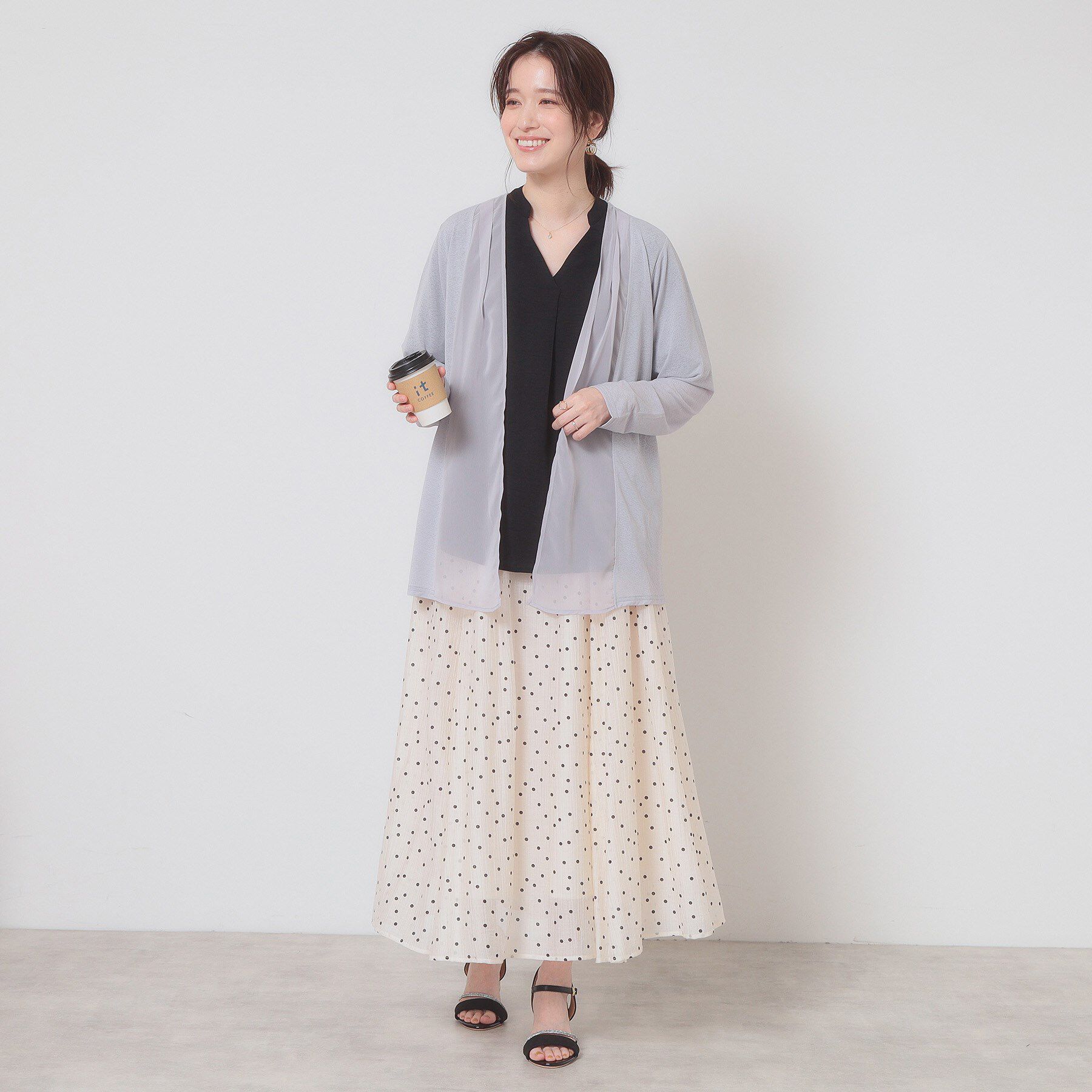 ITS&rsquo;DEMO「【手洗い可】異素材切替着流しカーディガン」|カーディガン|