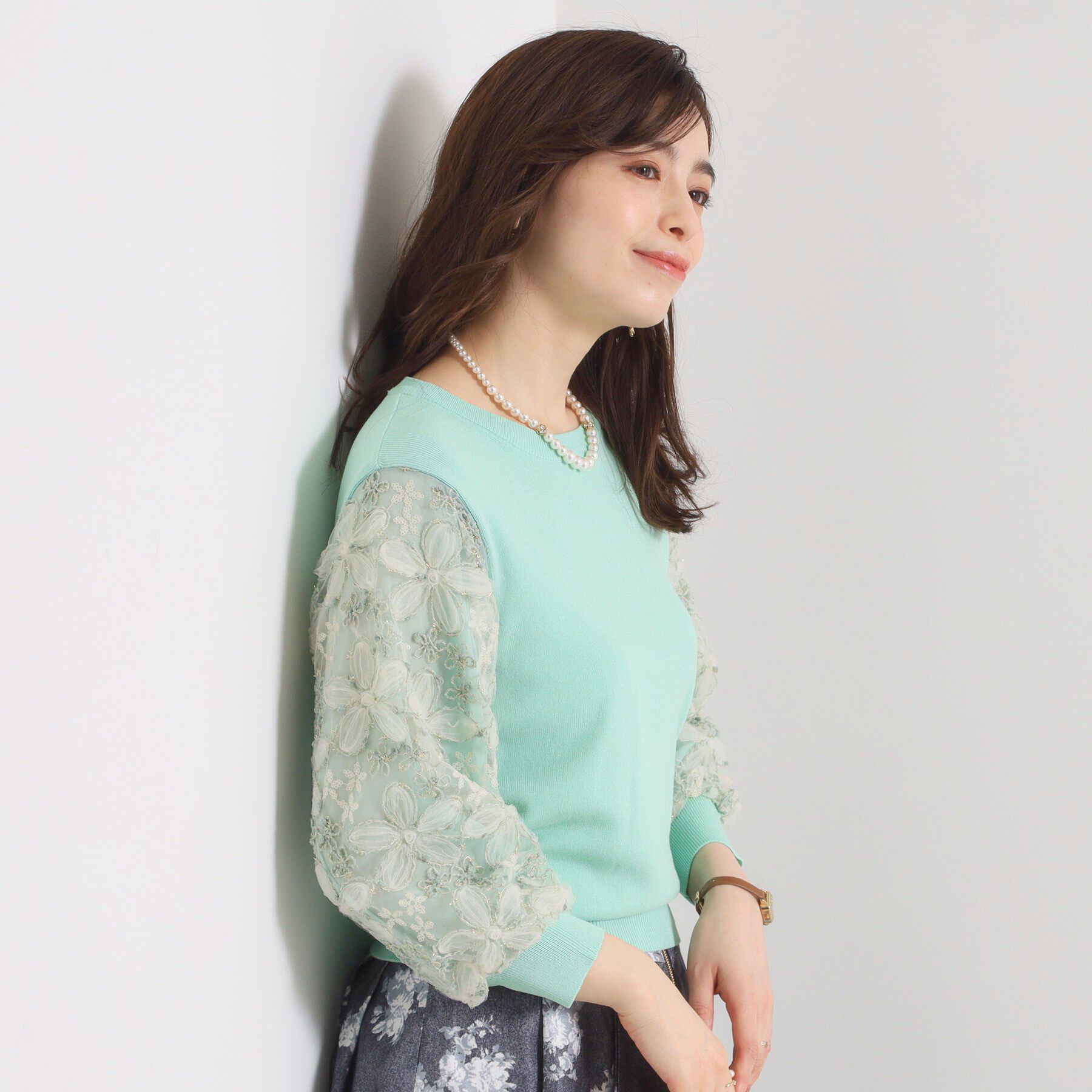 ITS&rsquo;DEMO「【手洗い可】立体レース袖ニット」|ニット・セーター|