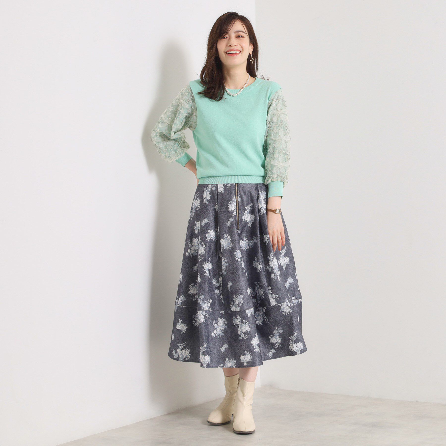 ITS&rsquo;DEMO「【手洗い可】立体レース袖ニット」|ニット・セーター|