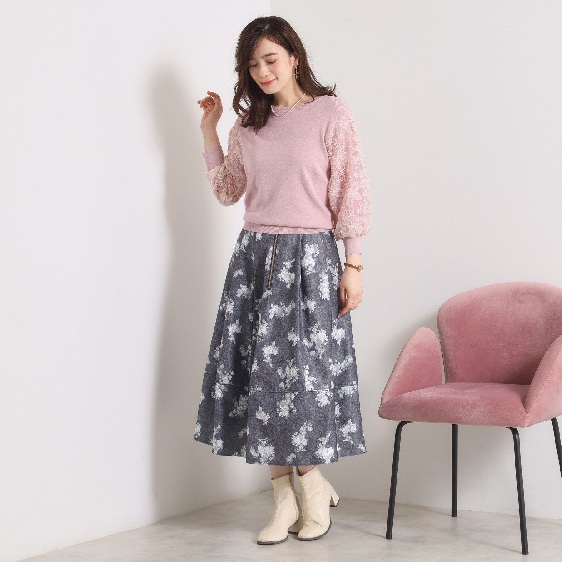 ITS&rsquo;DEMO「【手洗い可】立体レース袖ニット」|ニット・セーター|