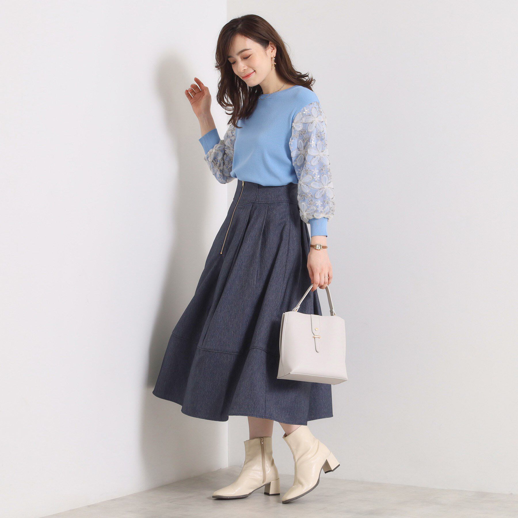 ITS&rsquo;DEMO「【手洗い可】立体レース袖ニット」|ニット・セーター|