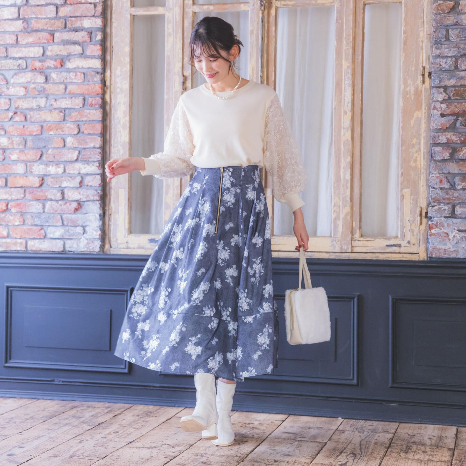 ITS&rsquo;DEMO「【手洗い可】立体レース袖ニット」|ニット・セーター|