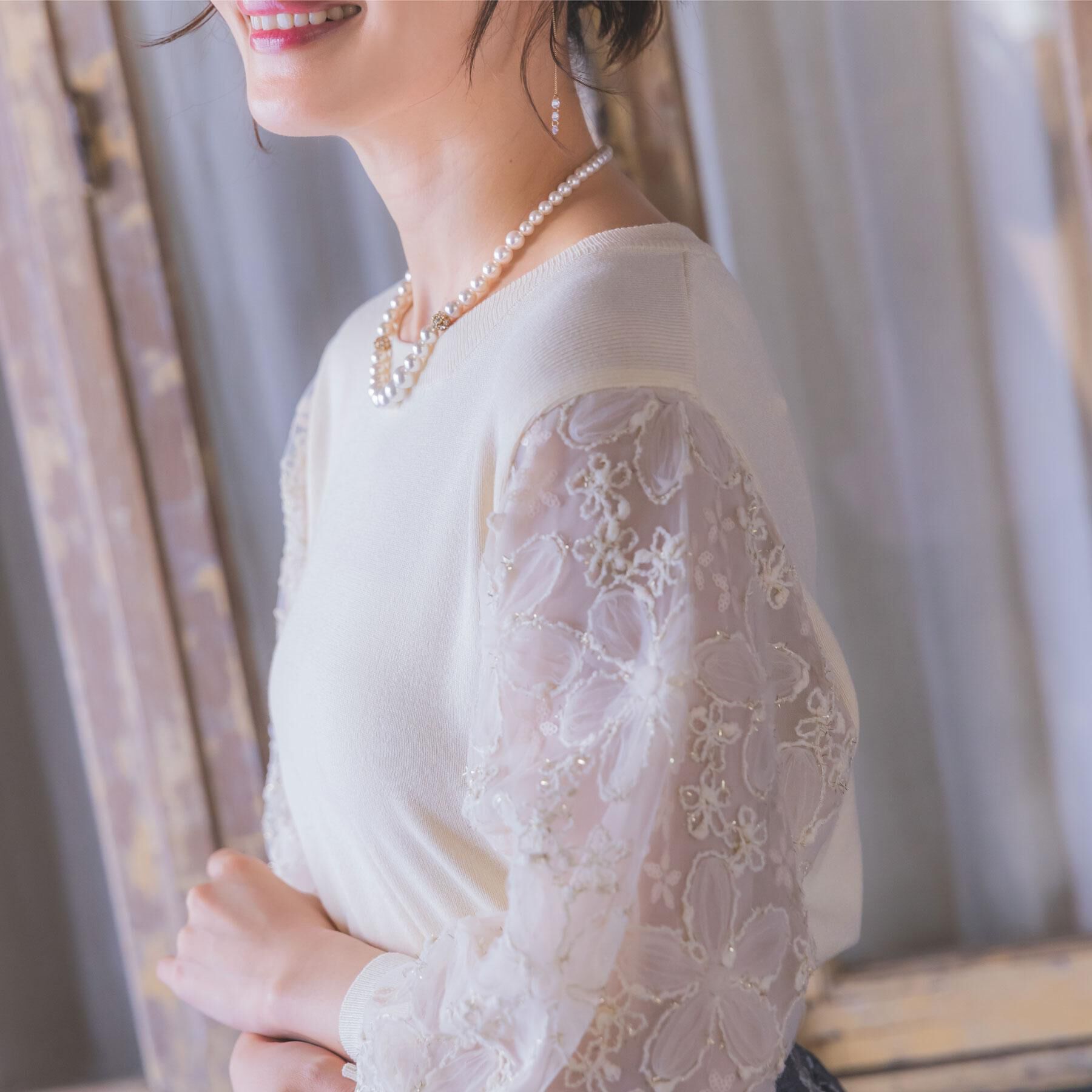 ITS&rsquo;DEMO「【手洗い可】立体レース袖ニット」|ニット・セーター|