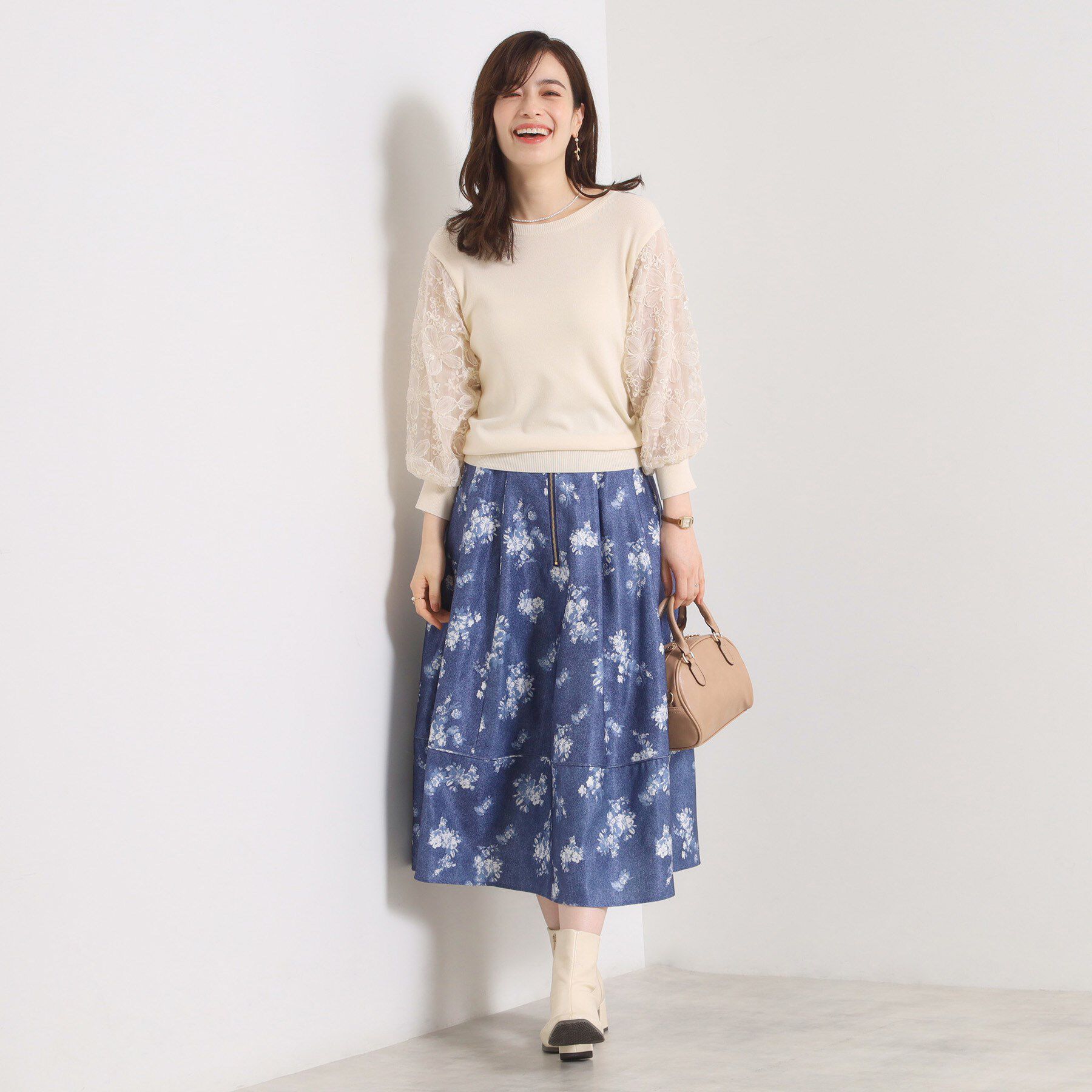 ITS&rsquo;DEMO「【手洗い可】立体レース袖ニット」|ニット・セーター|