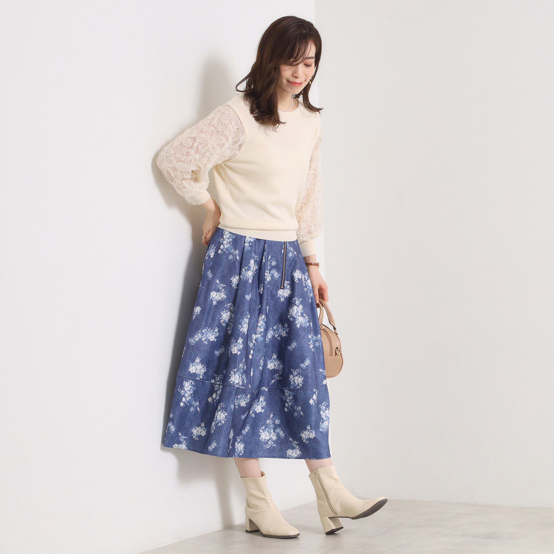 ITS&rsquo;DEMO「【手洗い可】立体レース袖ニット」|ニット・セーター|