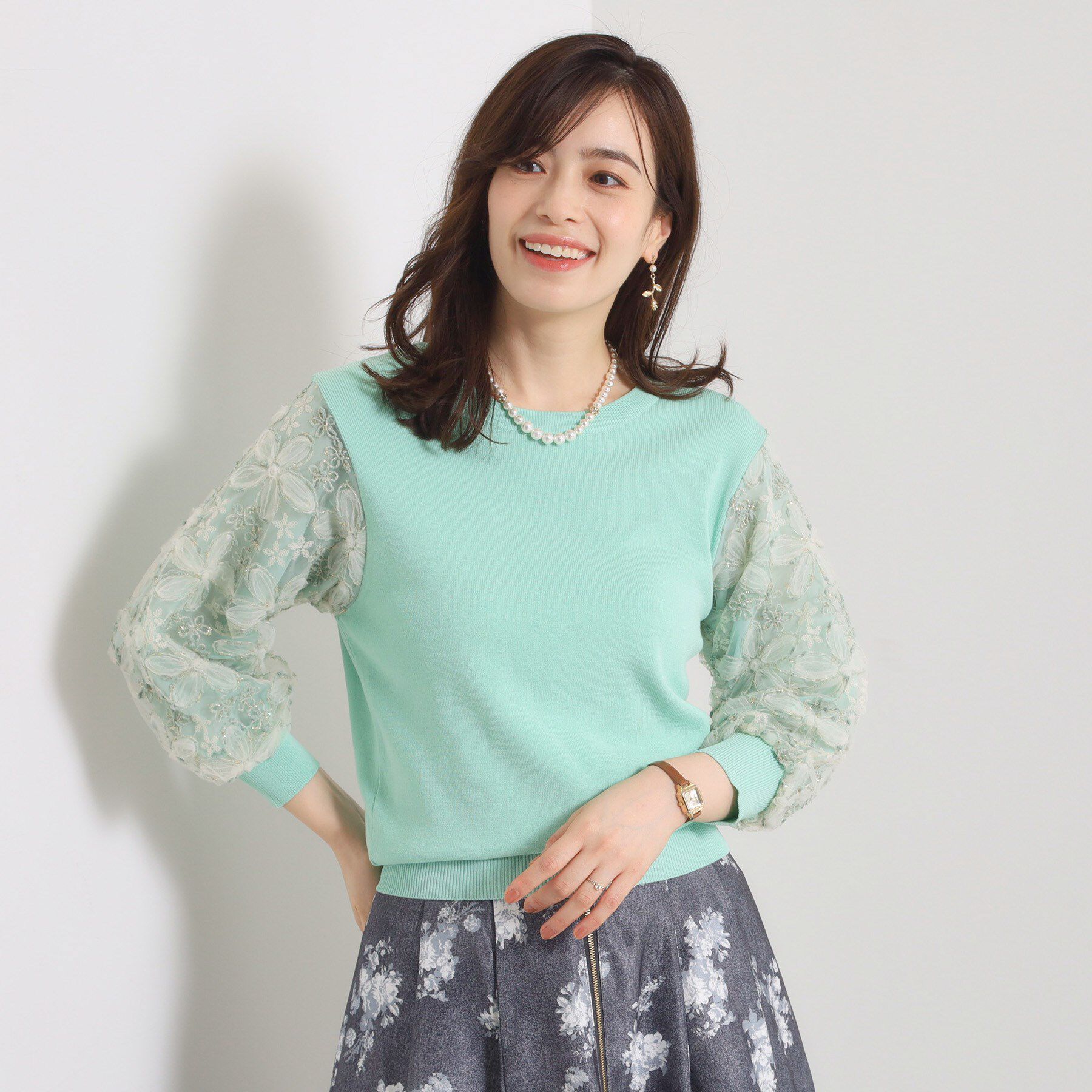 ITS&rsquo;DEMO「【手洗い可】立体レース袖ニット」|ニット・セーター|