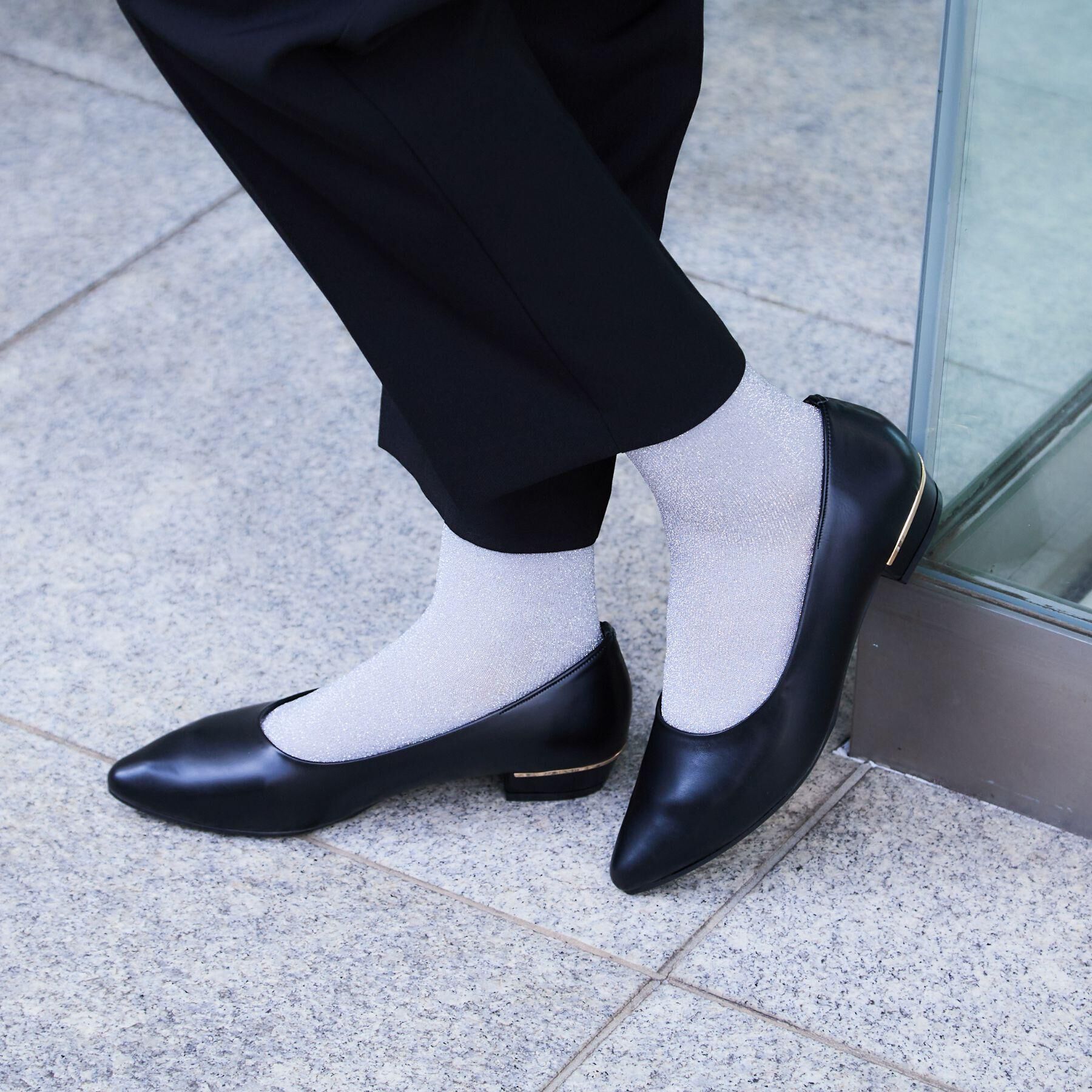 ESPERANZA「《定番》晴雨兼用クッションフラットパンプス」|パンプス|ﾌﾞﾗｯｸ(019)