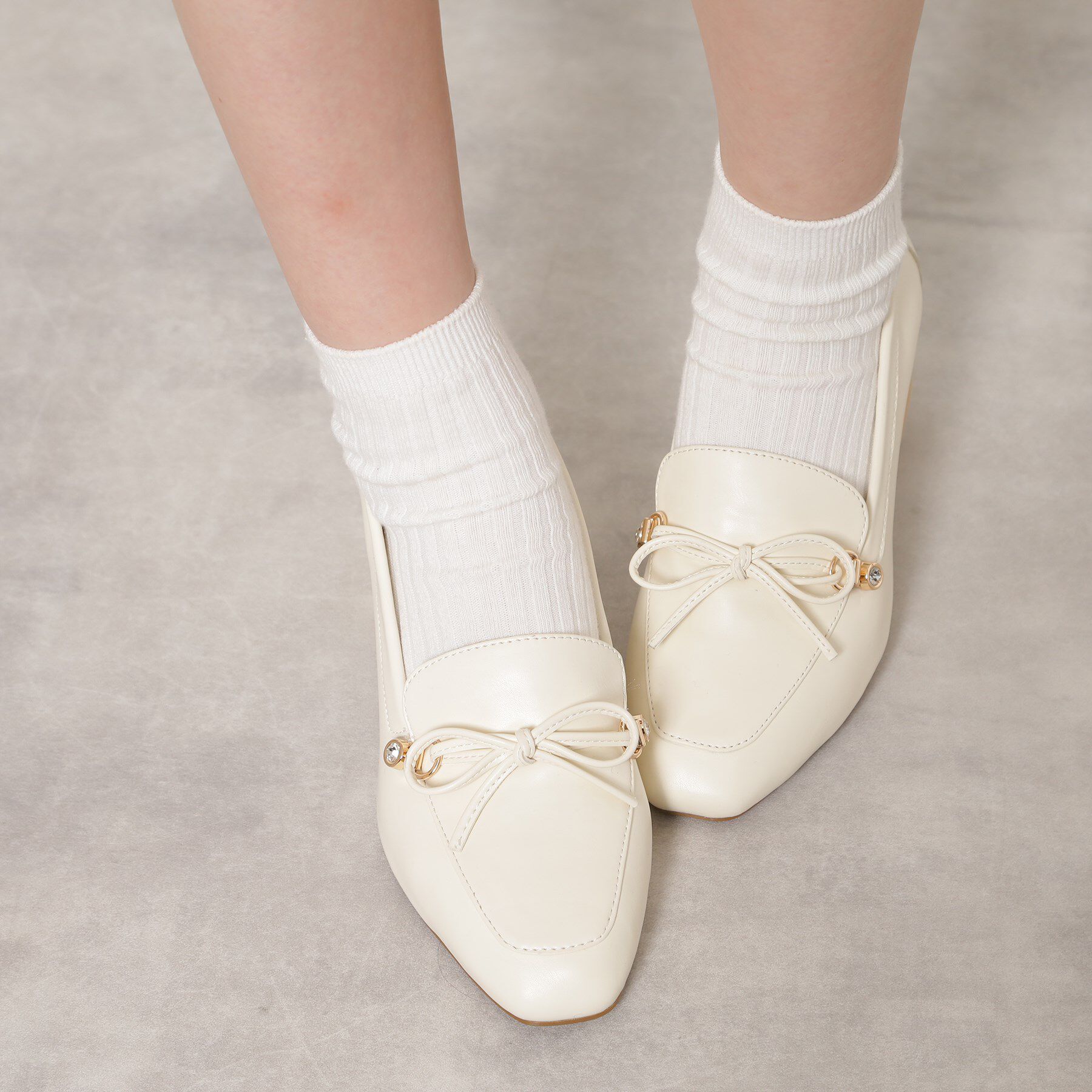 ESPERANZA「ビジュー付リボンローファー」|パンプス|